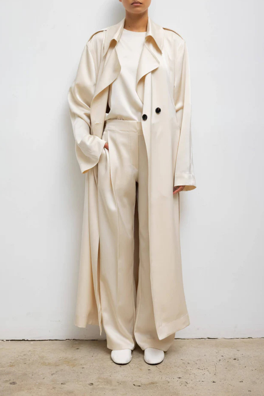 Elegant Barb Trench Coat in Cream | Women's Classic Long Trench Coat | Water-Resistant Lightweight Outerwear | Perfect for Office, Travel & Fall Fashion