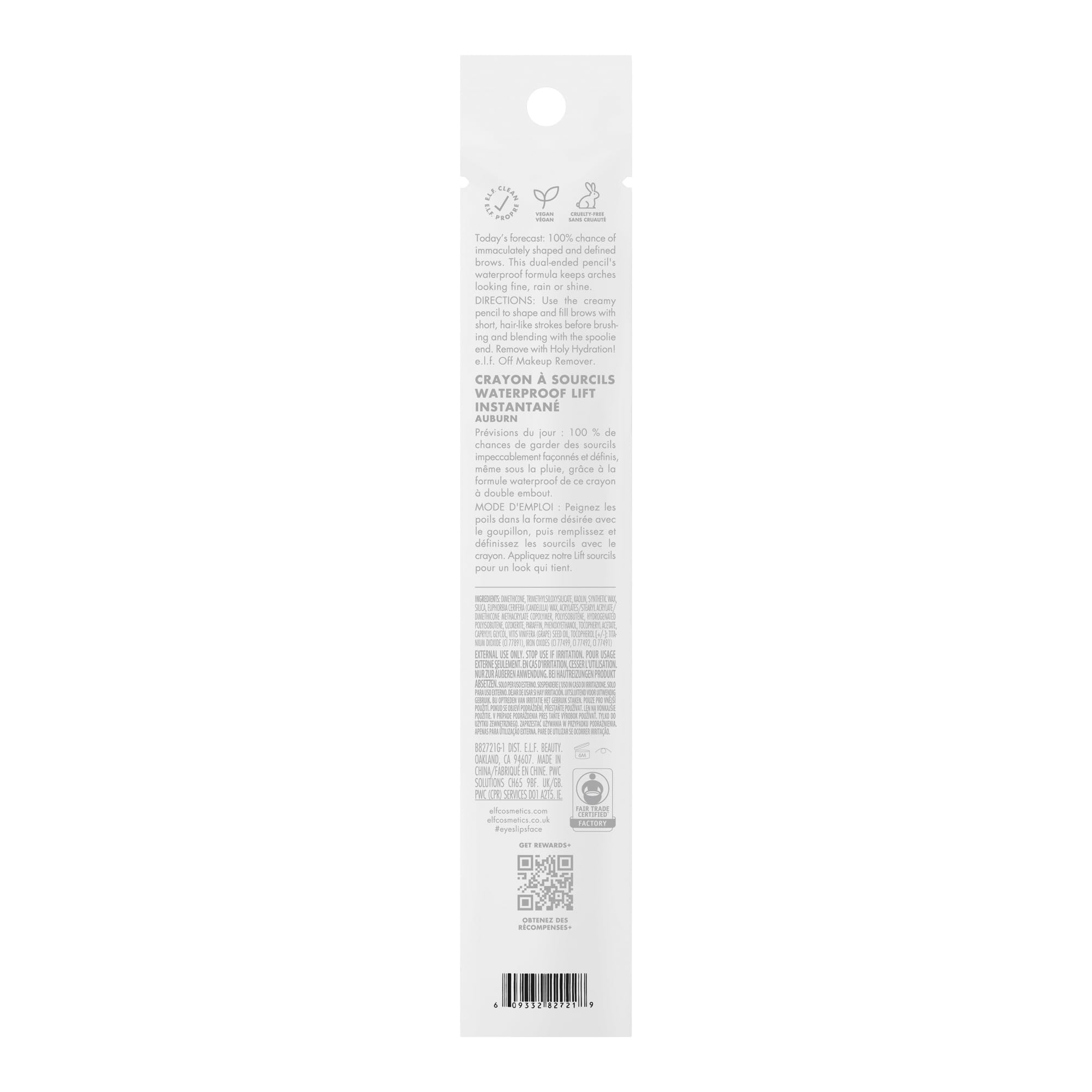 e.l.f. Instant Lift Waterproof Brow Pencil - Long-Lasting Eyebrow Pencil for Grooming & Shaping Brows, Vegan & Cruelty-Free (Auburn) | Perfect for Everyday Makeup & Professional Looks
