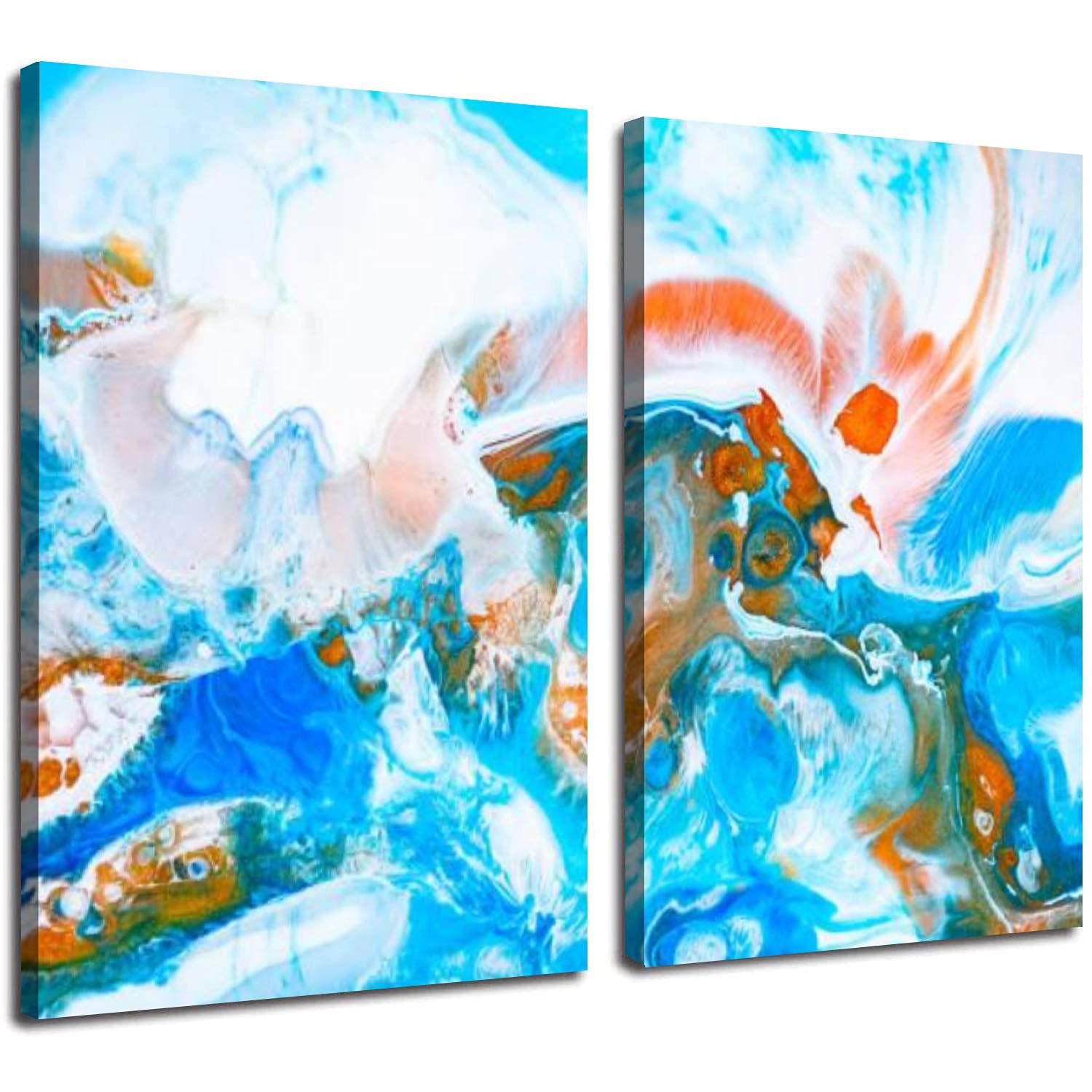 POTAETWL 2 Panel Abstract Fluid Art Canvas Wall Painting - Modern Swirling Texture Artwork for Living Room, Office & Kitchen Decor (24x36 Inches) | Perfect for Contemporary Home & Workspace Wall Decor