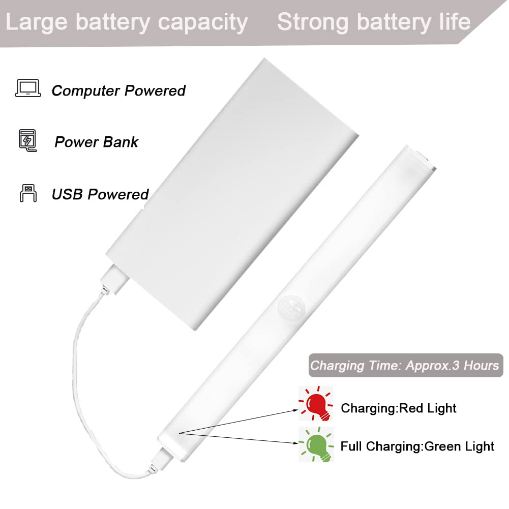 14 LED Motion Sensor Light Indoor - USB Dimmable Closet Light, Under Cabinet Lighting with Magnetic Base - Stick-On Anywhere Night Light for Wardrobe, Stairs, Bedroom, Hallway & Kitchen (2 Pack, Warm White) - Perfect for Dark Spaces, Safety Lighting & Energy-Efficient Home Use