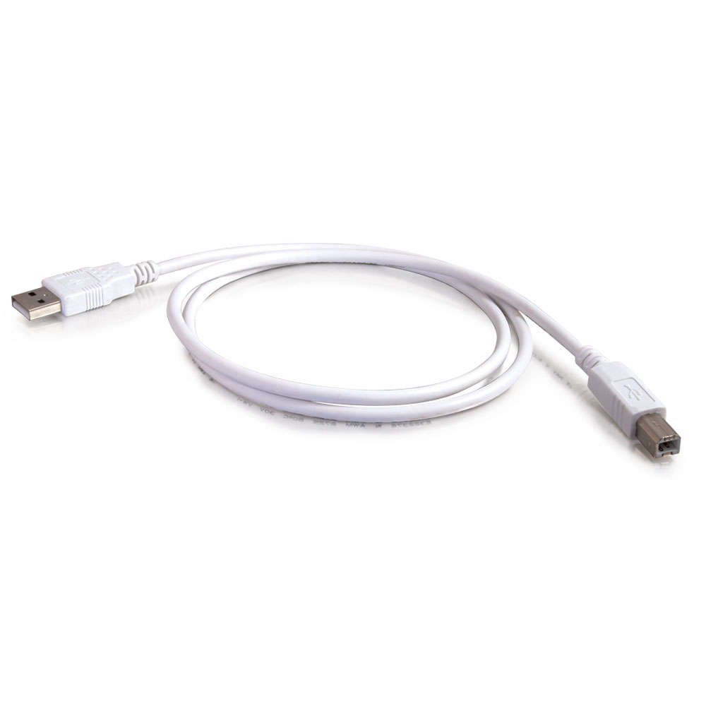 C2G 6.5ft USB 2.0 A to B Printer Cable - High Speed Data Transfer Cable for Printers, Scanners & External Hard Drives - Plug & Play USB Extension Cord (White, 13172) - Perfect for Home Office & Studio Setups