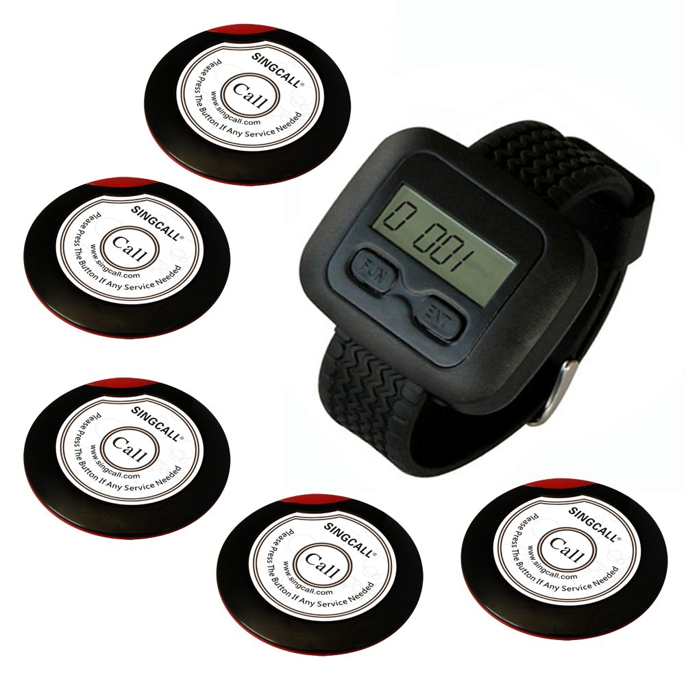 SINGCALL Wireless Calling System for Restaurants - Wireless Waiter Pager with 1-Mile Range, Rechargeable & Waterproof - Ideal for Cafes, Coffee Shops, Supermarkets & Retail Stores (Host & Guest Communication Solution)