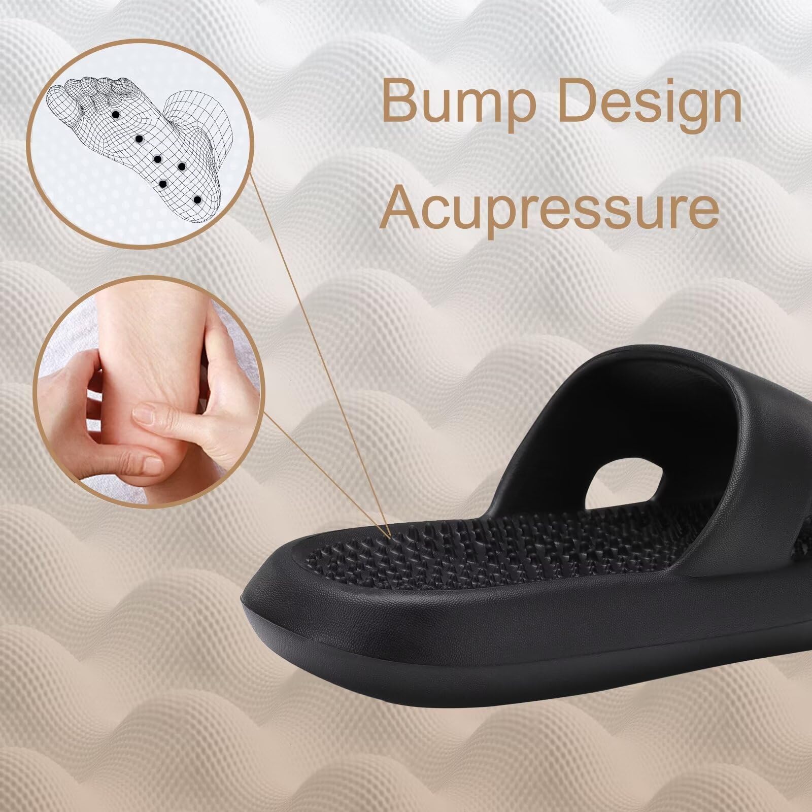NineCiFun Massage Slippers for Men & Women - Non-Slip Shower Shoes, Indoor Bedroom Sandals, Pool & Spa Footwear - Relaxing Massage for Home, Hotel, and Gym Use