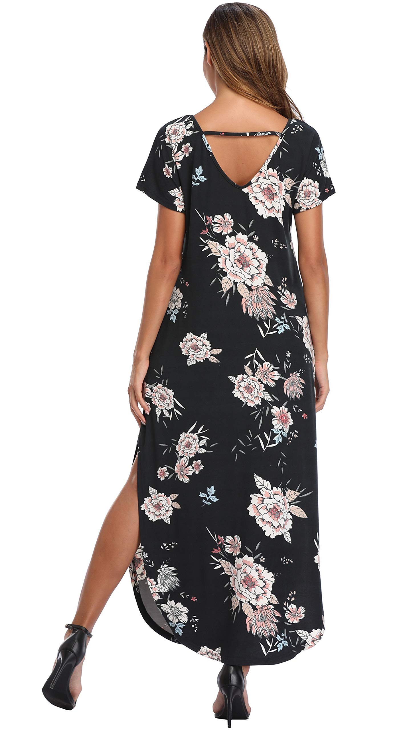 Floral Print Women's Maxi Dress - Long Casual Summer Dress with Pockets for Beach, Party & Vacation | Lightweight Flowy Boho Dress for Outdoor Events, Date Night & Travel