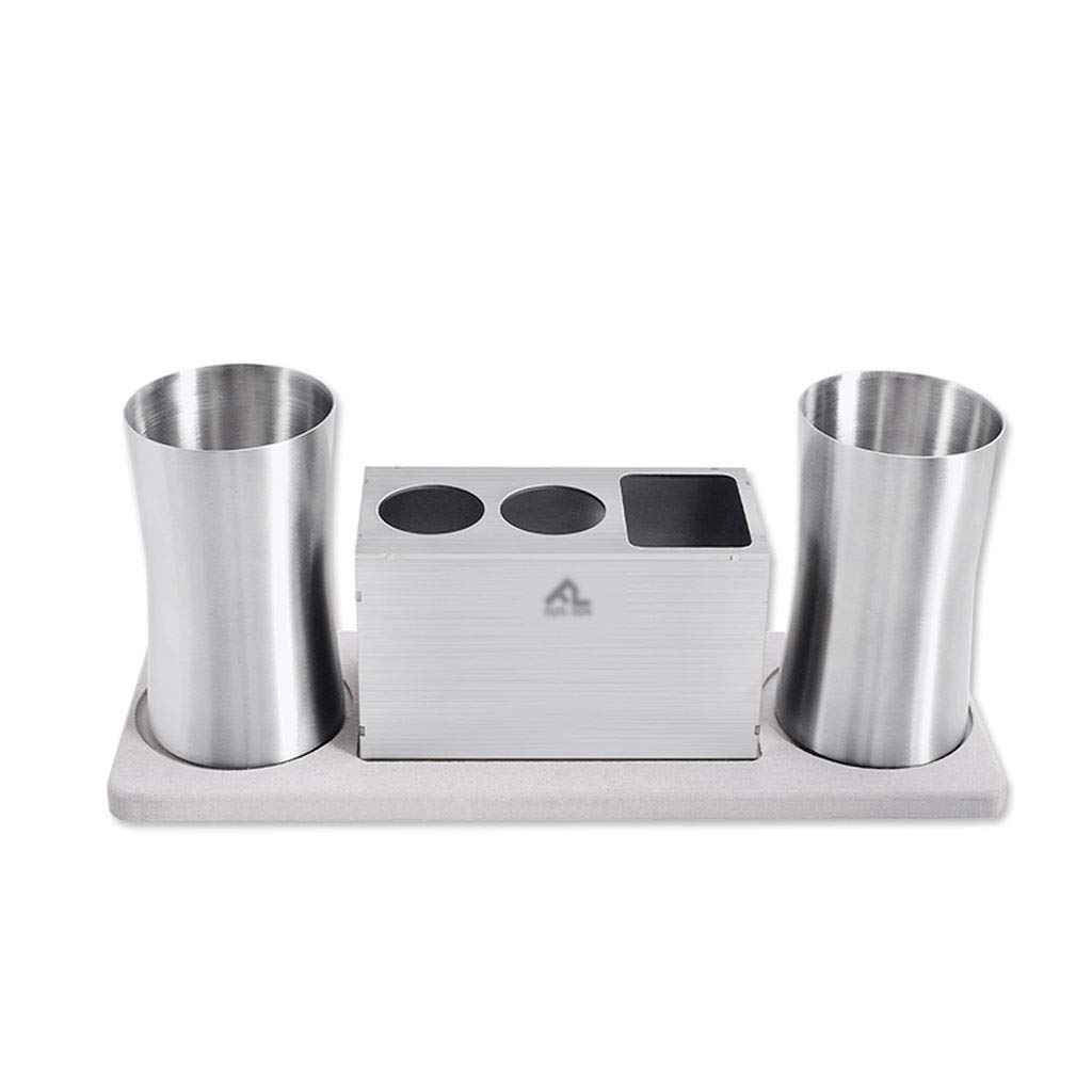 Stainless Steel Toothbrush Holder - Multifunctional Vertical Toothpaste & Toothbrush Stand for Bathroom Organization - Durable & Stylish Storage Solution for Toothbrushes, Toothpaste & Cups (Stainless Steel) - Perfect for Small Bathrooms, Vanities & Travel Kits