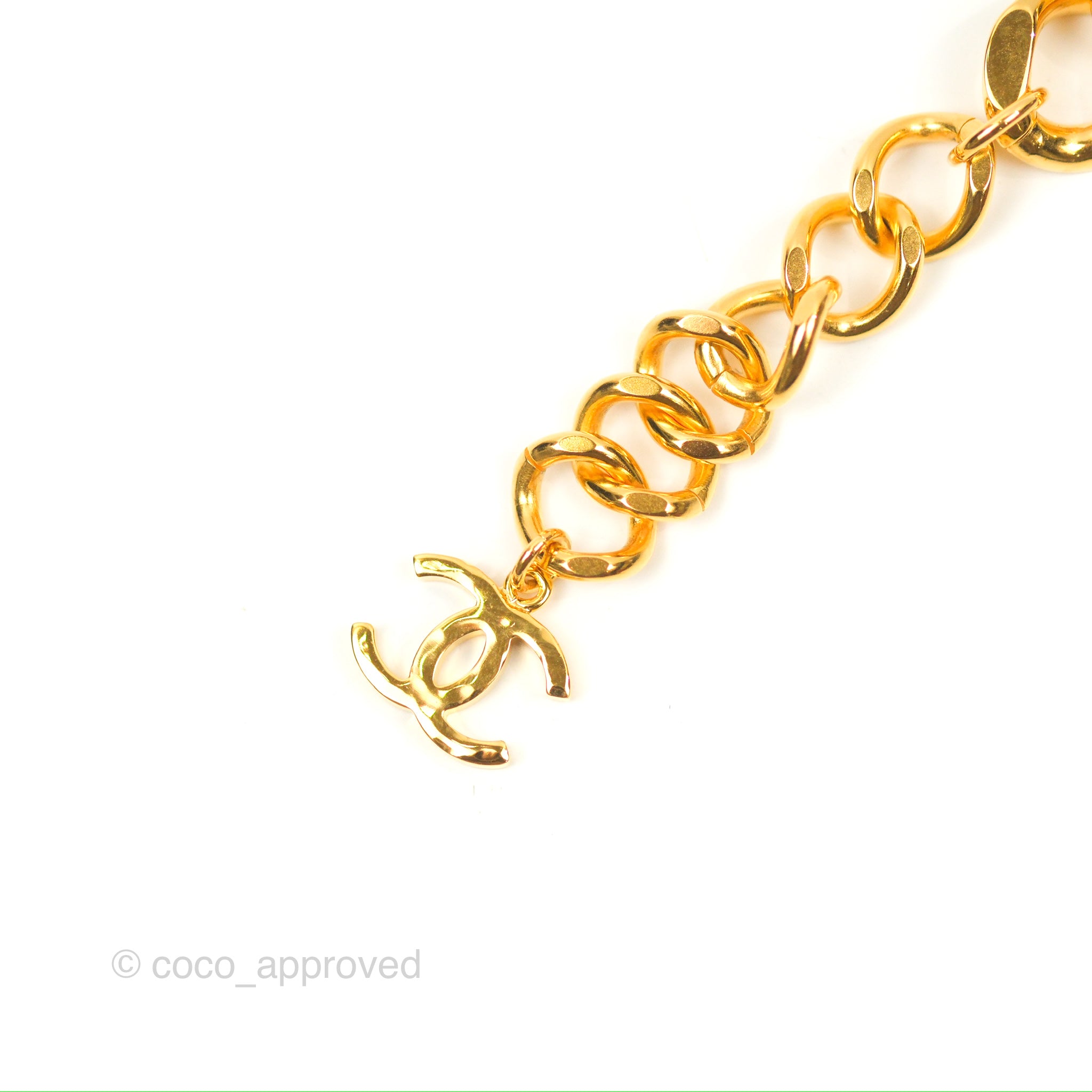 Chanel Chain CC Green Resin Bracelet in Gold Tone 20K - Elegant Fashion Jewelry for Women, Perfect for Parties, Weddings & Special Occasions
