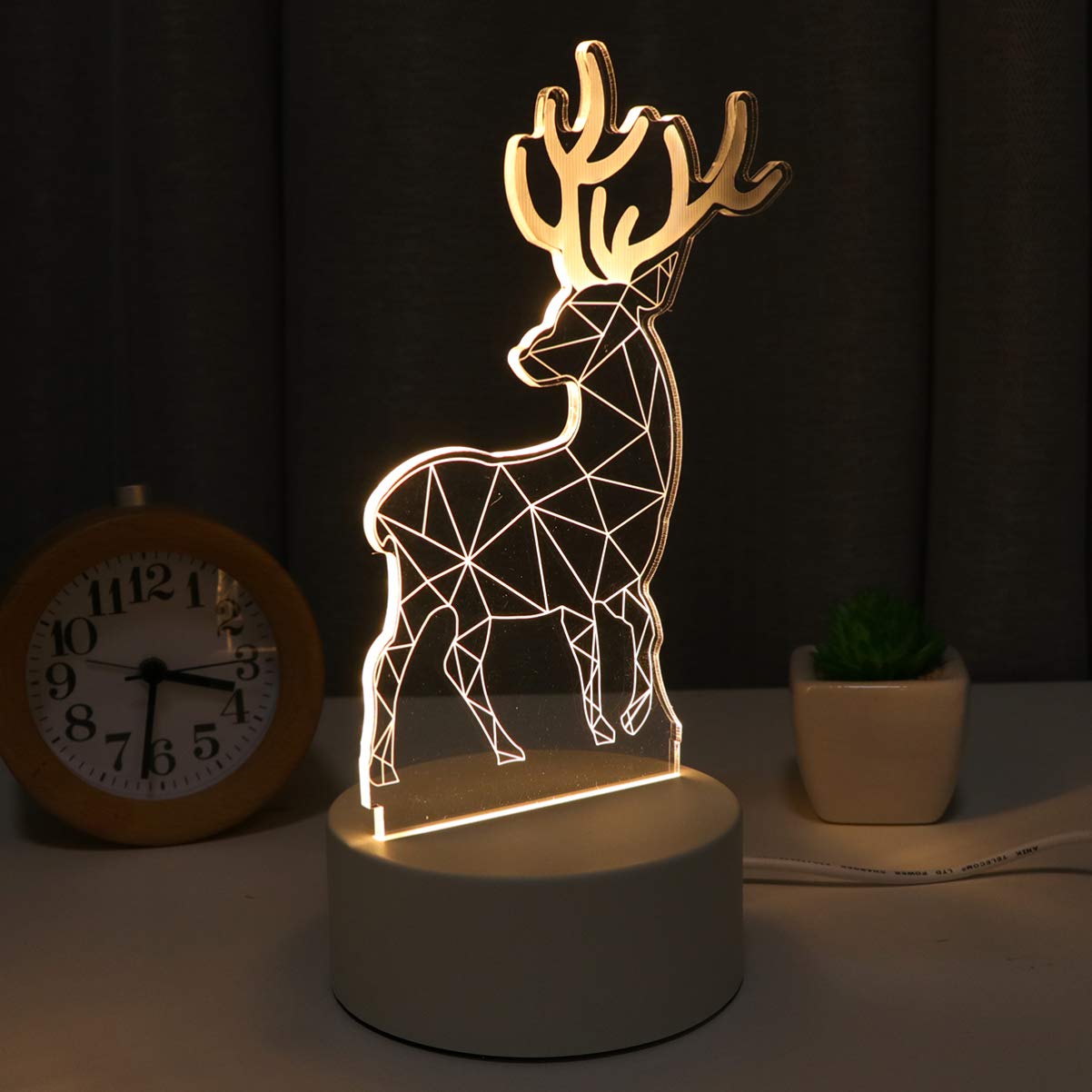 Amosfun Christmas LED Night Light Lamp - 1PC Holiday Figurine Decor with Warm Glow for Bedroom, Nursery, Kids Room - Perfect for Christmas Decor, Bedside Table, Child's Night Light & Seasonal Home Decoration