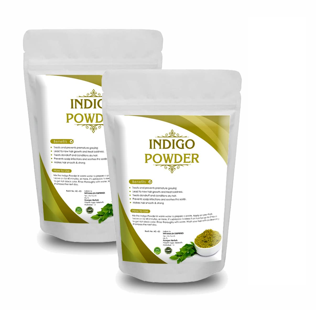 Organic Indigo Powder for Hair - 100% Natural & Pure Ayurvedic Herbal Dye for Black Hair | Safe Hair Coloring & Gray Coverage for Men & Women | Perfect for DIY Hair Dye at Home