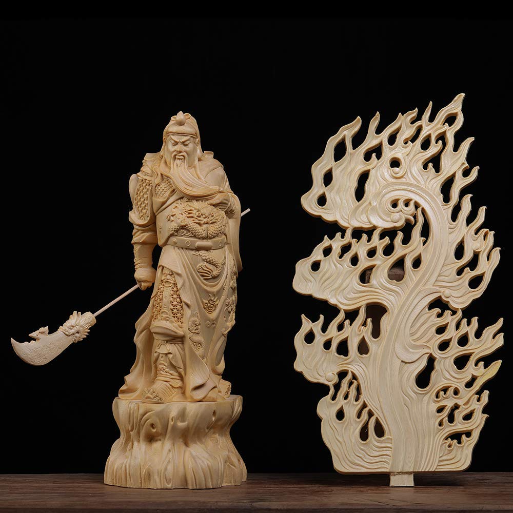 Chinese Guan Gong Statue for Wealth & Luck - Feng Shui Home Office Decor, Tabletop Ornament (H26cm) | Perfect Gift for Business Success & Prosperity | Ideal for Office Desk, Living Room, or Meditation Space