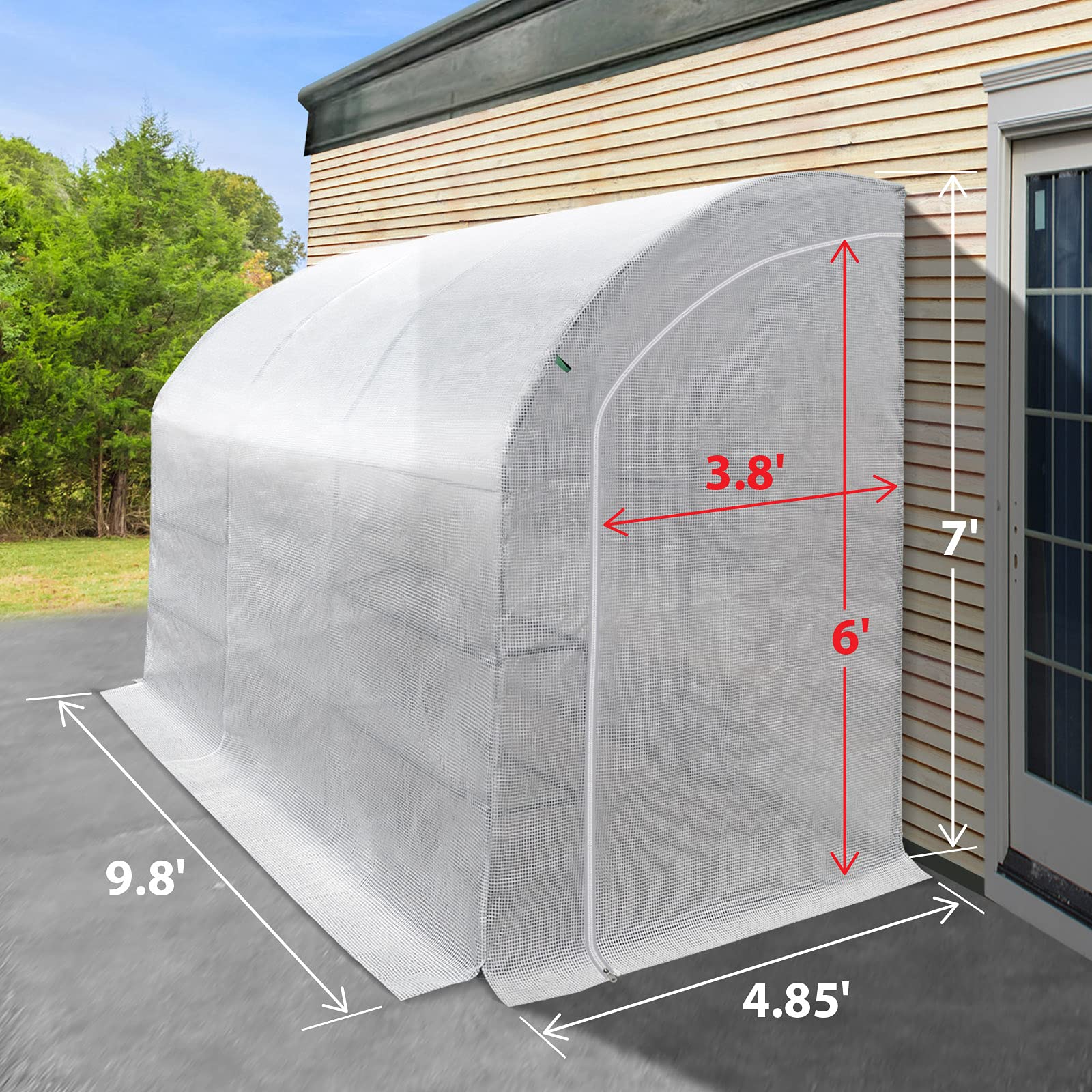 BenefitUSA 10x5x7ft Walk-in Greenhouse - Large Portable Outdoor Garden Hot House with 3 Tiers & 6 Shelves, Waterproof White Structure for Plants, Flowers & Vegetables | Perfect for Backyard Gardening, Urban Farming & Seasonal Plant Protection