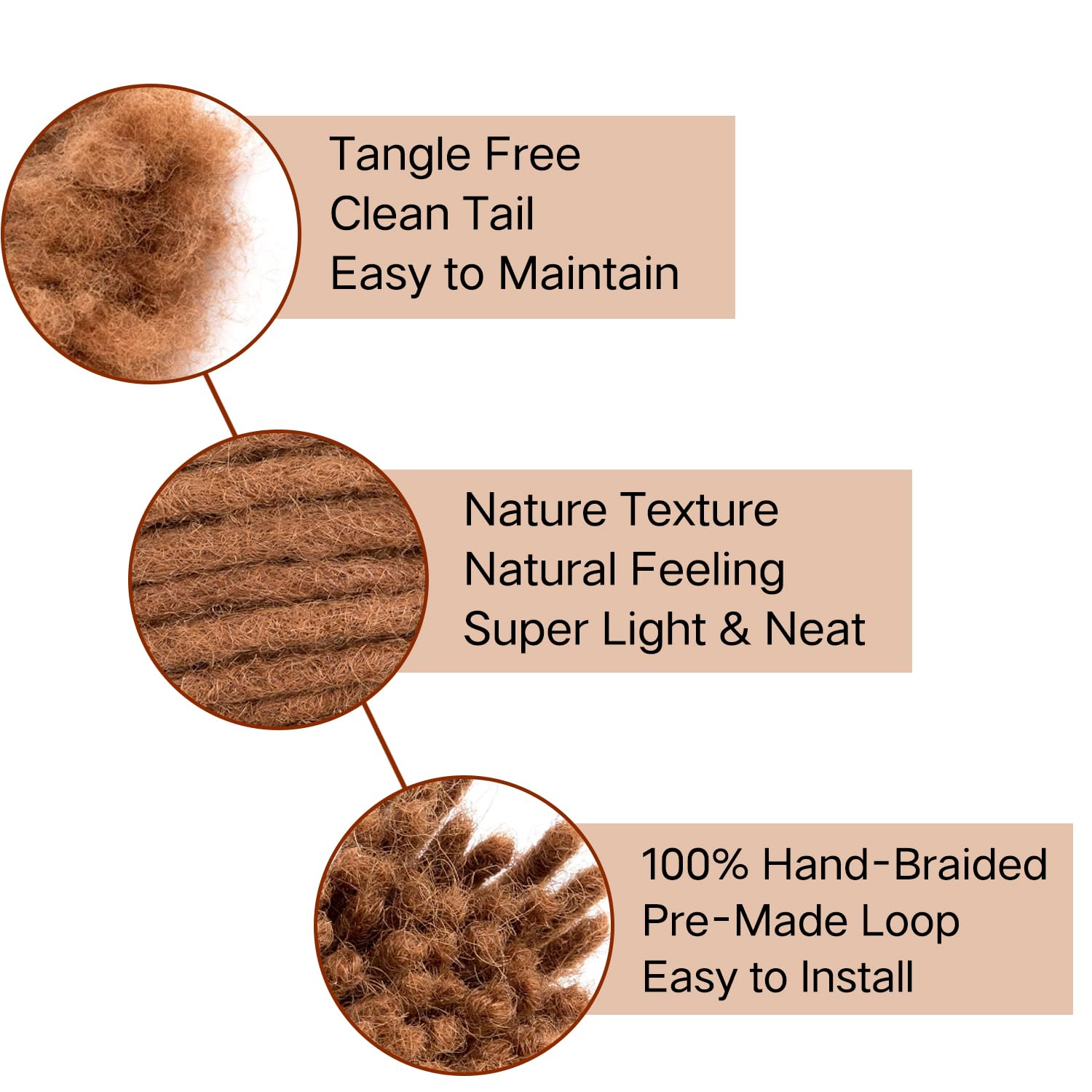 100% Real Human Hair Dreadlock Extensions - 0.8cm Thickness 8 Inch 60 Strands #30 - Handmade Permanent Loc Extensions for Men & Women - Full Head Bundles (Can Be Dyed) - Perfect for Natural Hairstyles, Protective Styling & Fashion Looks