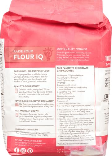 King Arthur Baking Unbleached All-Purpose Flour - Premium 5 lbs Non-GMO, Kosher Certified Flour for Bread, Cakes & Pastries - 11.7% Protein, No Preservatives - Perfect for Home Bakers & Professional Chefs