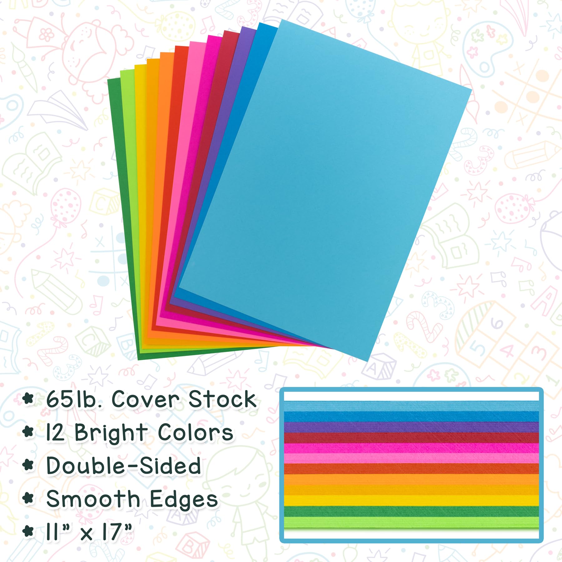 Hygloss Products Bright Colored Cardstock - 240 Sheets 11x17 Card Stock Paper - 10-12 Vibrant Colors for Scrapbooking, DIY Crafts & School Projects