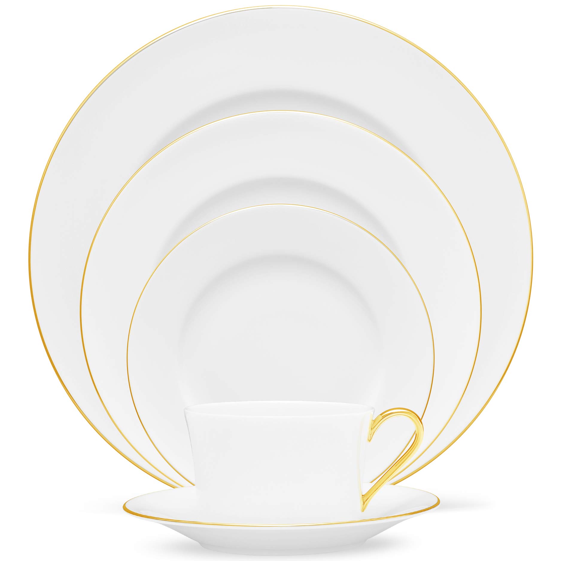 Noritake Accompanist 5-Piece Dinner Plate Set - Elegant White Porcelain Tableware for Formal Dining & Special Occasions