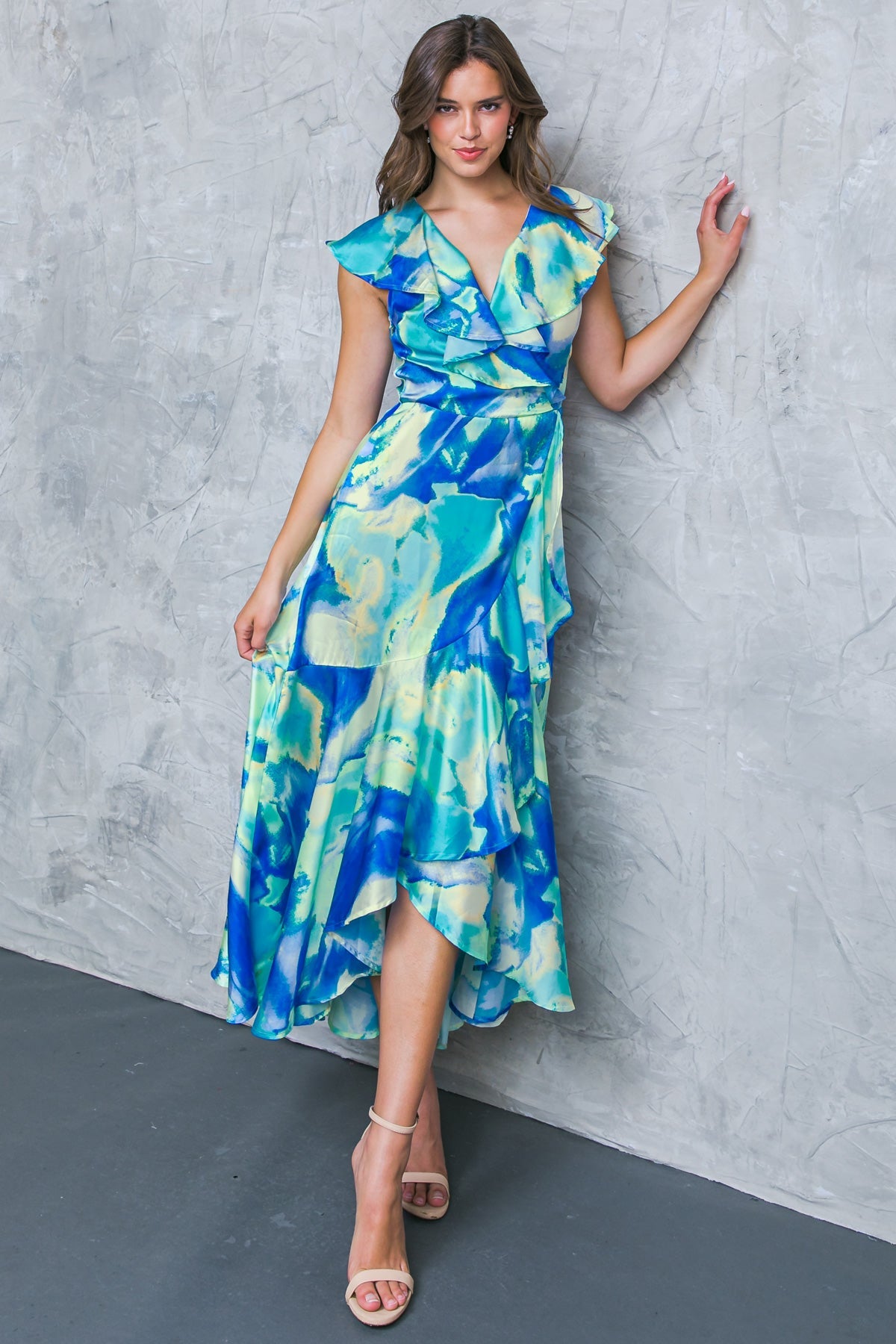 LA BABE Satin High Low Maxi Dress - Elegant Evening Gown for Women, Perfect for Prom, Party & Wedding - Fashionable Formal Dress for Special Occasions