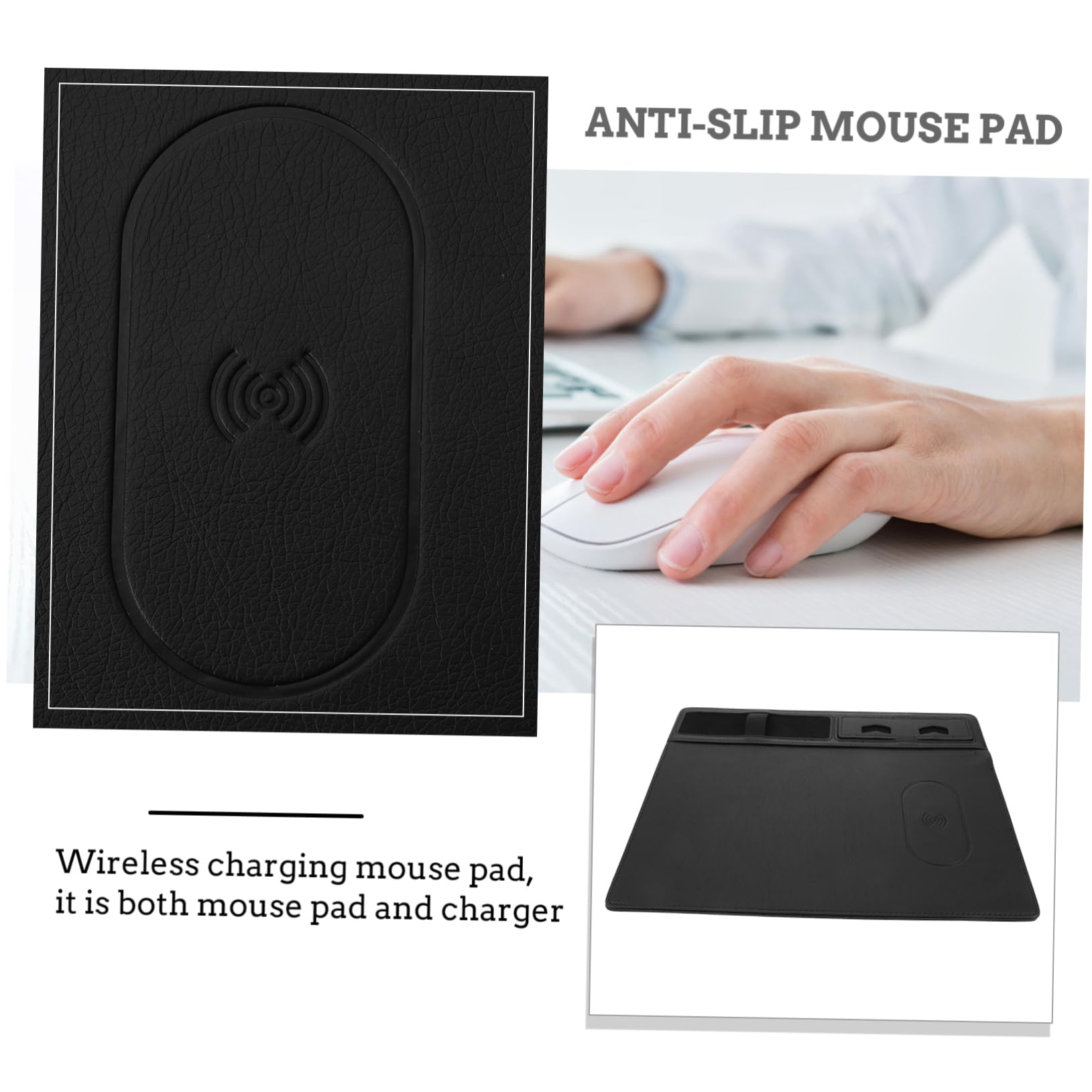 Wireless Charging Pad with Gaming Mouse Mat - Fast Qi-Certified Charger for iPhone, Samsung, AirPods - Multi-Functional Desk Accessory for Office & Home Workspace Setup
