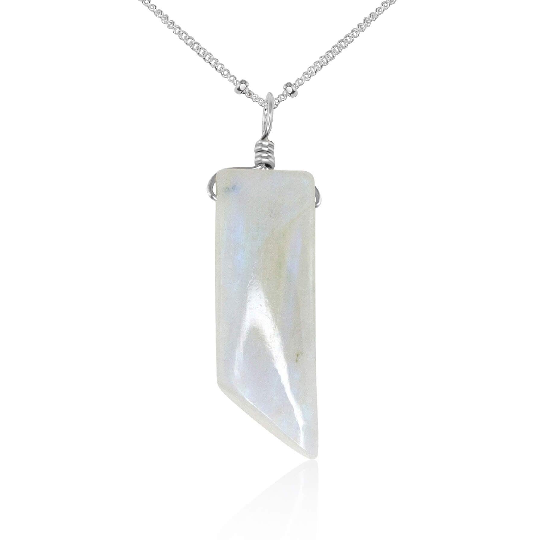 Natural Rainbow Moonstone Point Crystal Necklace – Healing Stone Jewelry for Meditation, Energy Balancing & Spiritual Growth