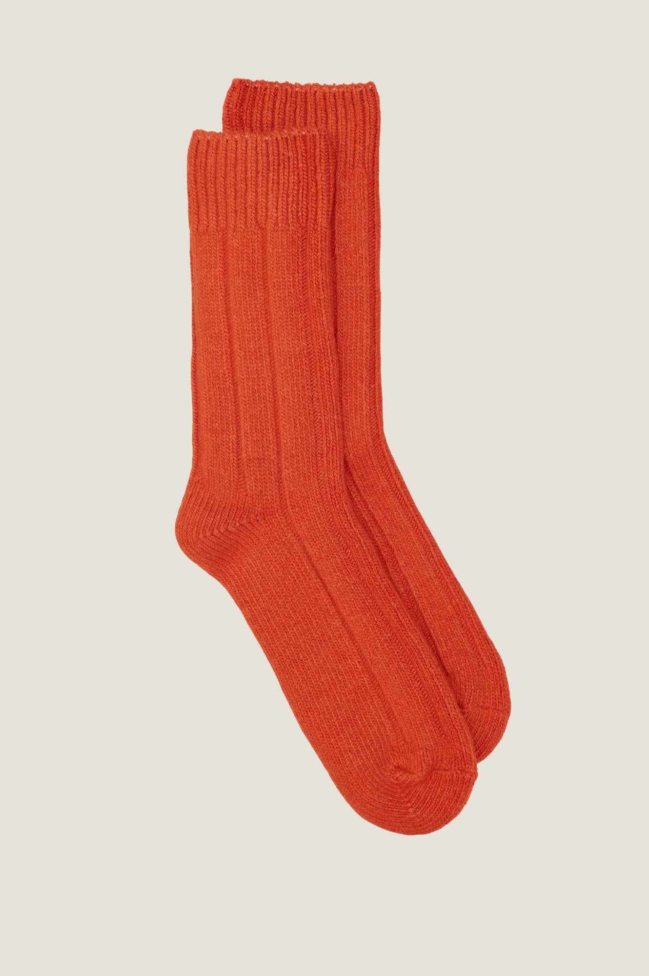 Comfortable Ribbed Socks for Men & Women - Soft Orange Knit Socks - Perfect for Running, Hiking & Everyday Wear