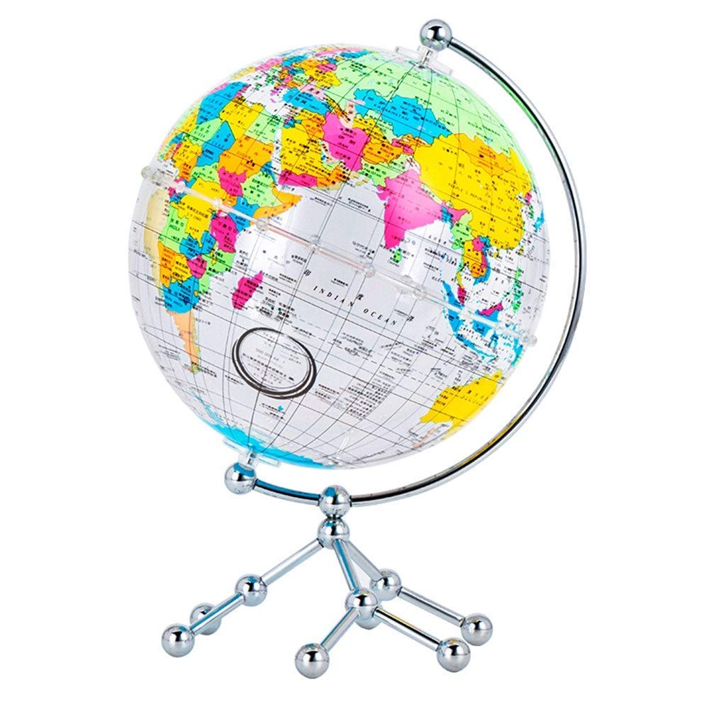 ZSMLB Kids Educational World Globe with Stand - Transparent Decorative Globe for Office & Study Room Decor - Perfect Gift for Geography Learning & Home Decor