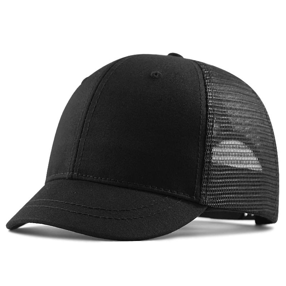 FASHIXD Plus Size Mesh Baseball Cap - Breathable Short Bill Trucker Hat for Men & Women, Adjustable Sports Running Hat for Summer Outdoor Activities, Hiking, and Casual Wear