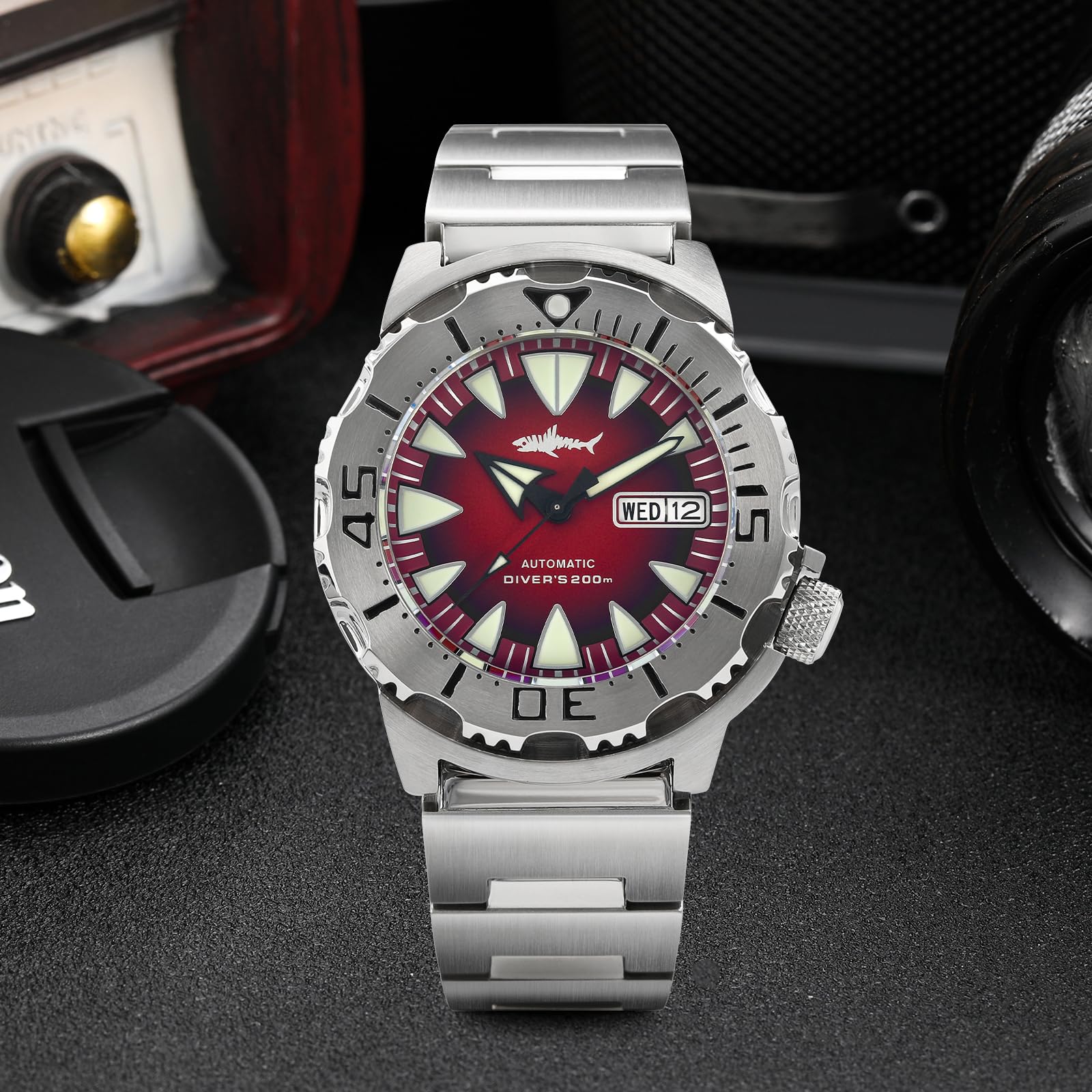 Heimdallr NH36A Automatic Diving Watch for Men - 200M Water Resistant, Sapphire Crystal, Luminous Dial, 316L Stainless Steel Bracelet - Perfect for Scuba Diving, Swimming & Outdoor Adventures