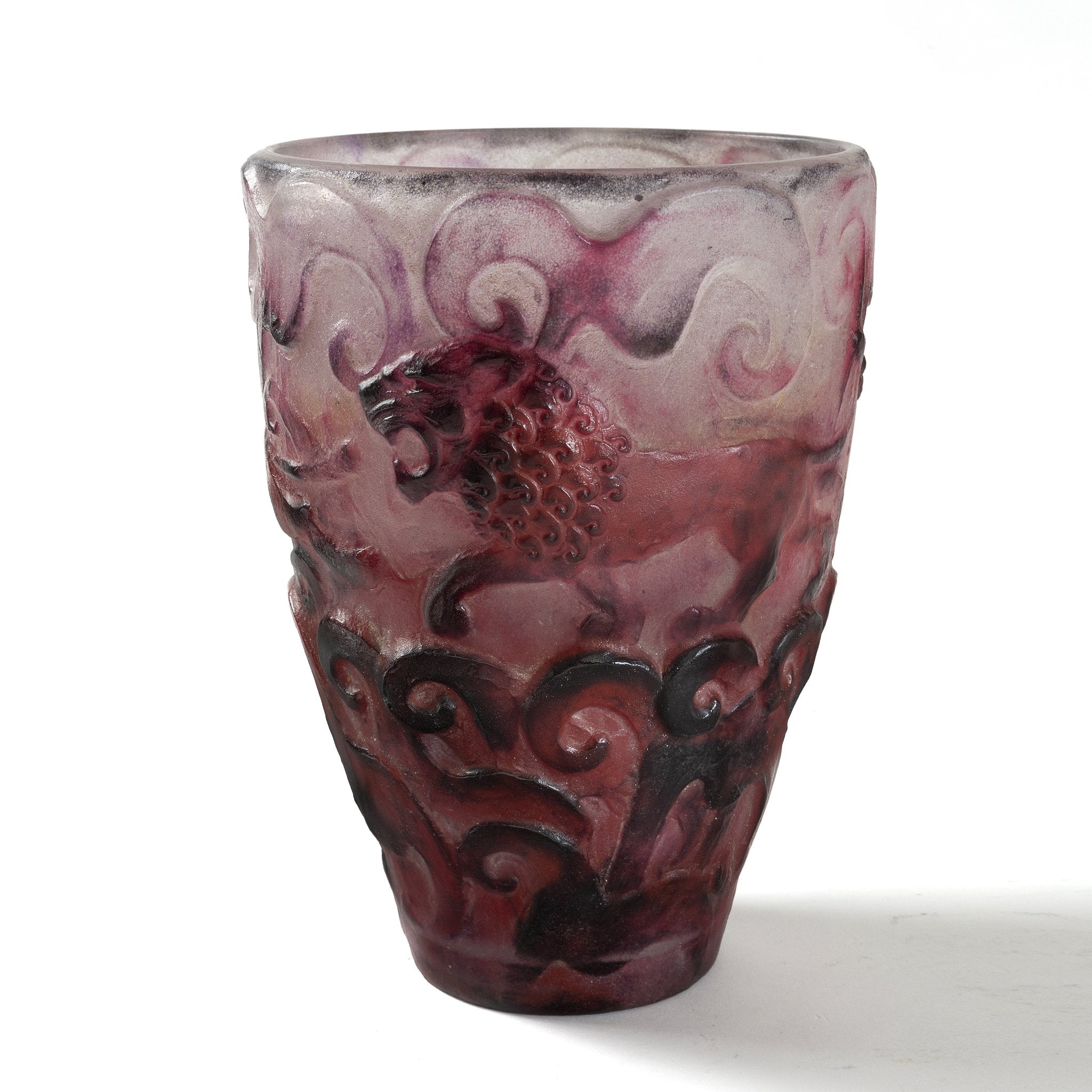Gabriel Argy Rousseau Pâte de Verre Lions Glass Vase - Handcrafted Art Deco Style Vase for Home Decor, Wedding Centerpiece & Luxury Gift