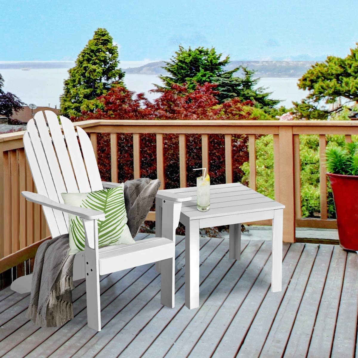 Giantex Acacia Wood Adirondack Chair Set of 2 - 350 lbs Weight Capacity, Outdoor Lounge Armchairs for Patio, Garden, Poolside, Deck & Backyard - Perfect for Relaxing, Sunbathing & Fire Pit Gatherings
