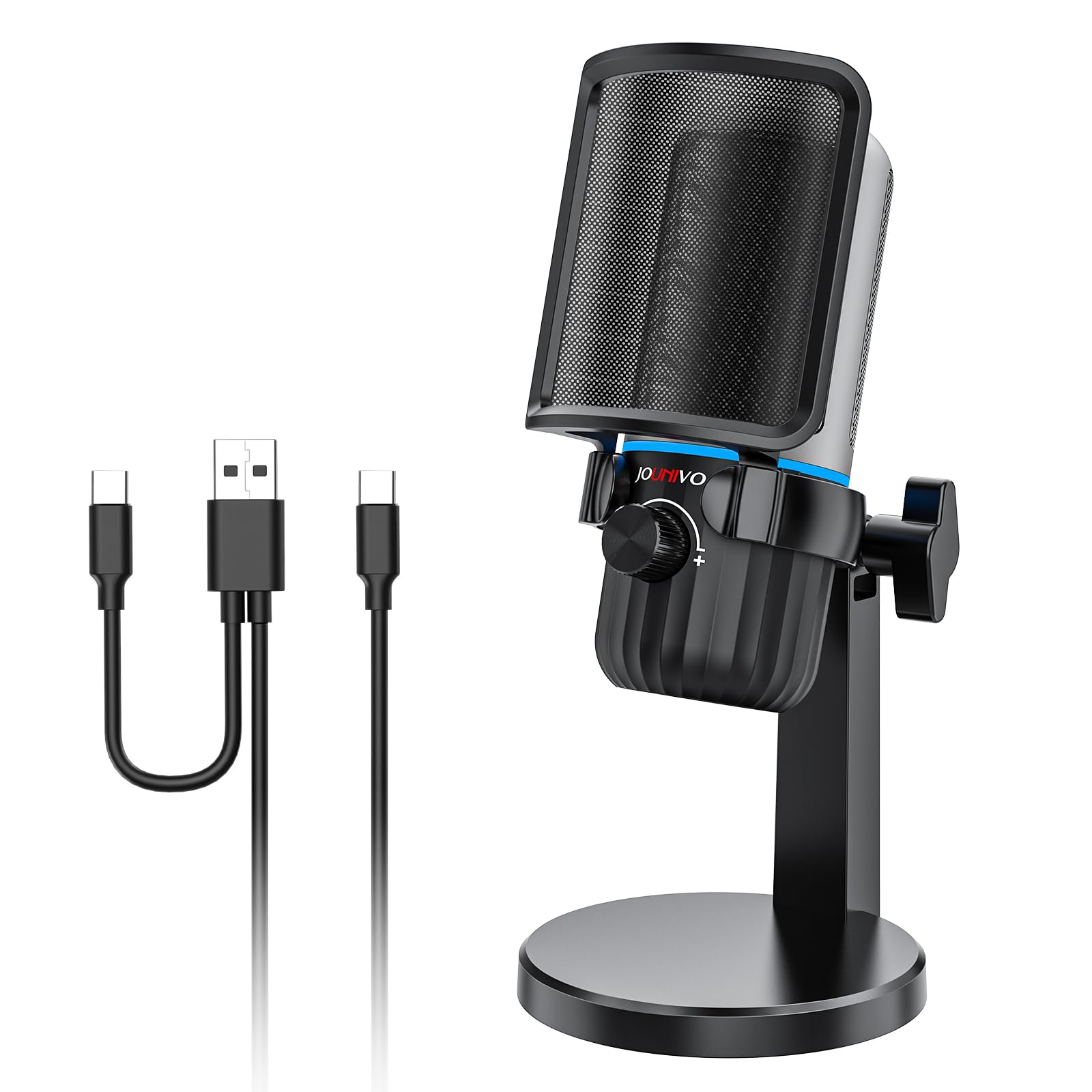 JOUNIVO USB Microphone for PC - Noise Cancelling Computer Mic for Gaming, Podcasting & Streaming | Professional Condenser Mic with Clear Audio (JV908) | Perfect for Twitch, Discord & Zoom Calls