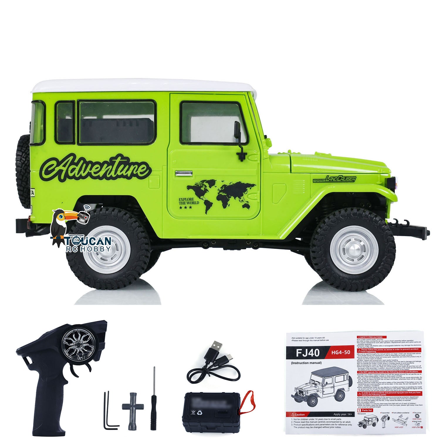 1/16 Scale HG 4x4 RC Off-Road Vehicle FJ40 Electric Remote Control Crawler Car - Painted Assembled Simulation Hobby Toy for Adults & Kids - Perfect for Rock Crawling, Trail Adventures & Backyard Play