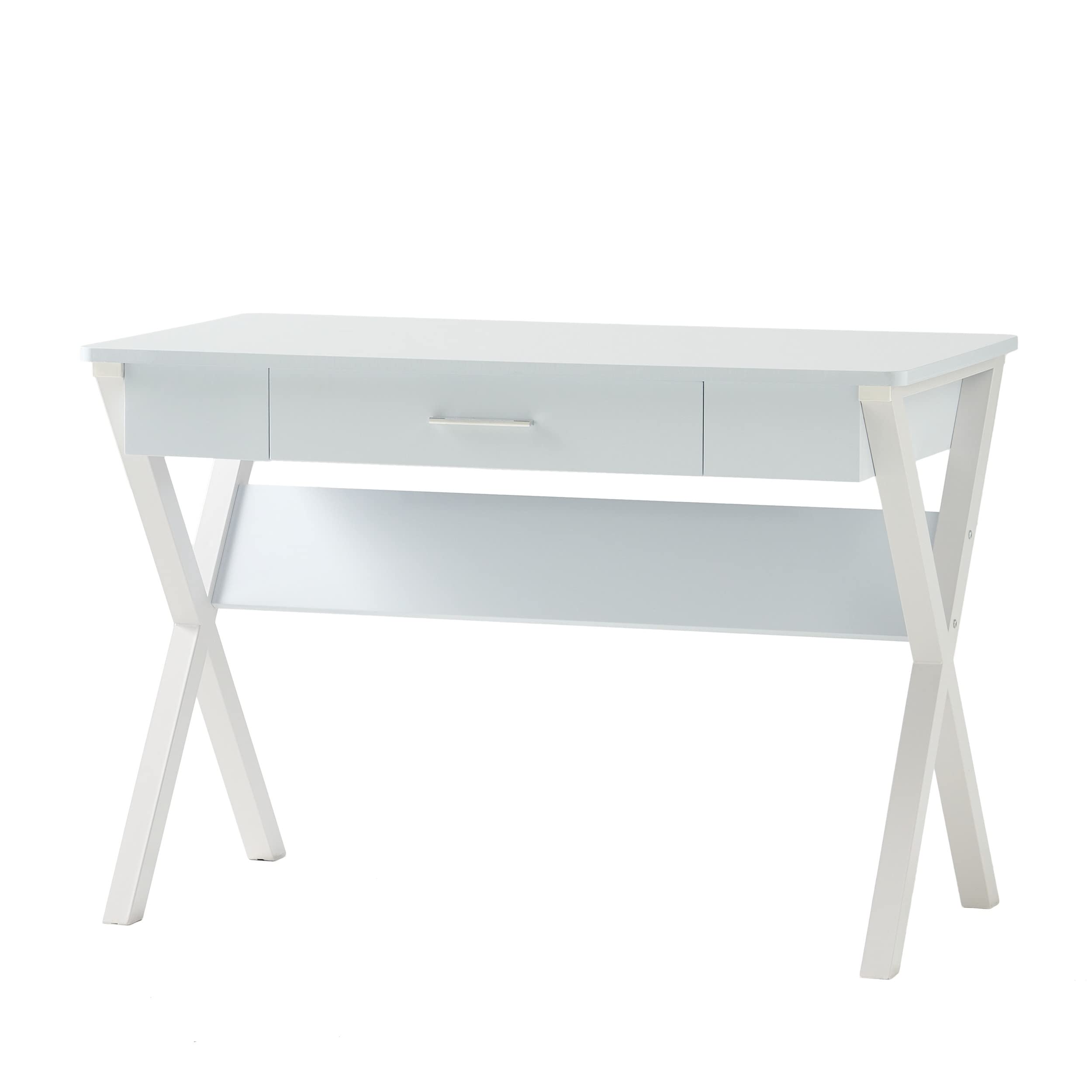 Christopher Knight Home Kappa Computer Desk - White Modern Writing Desk for Home Office, Study & Workspace - Compact Workstation for Laptops & PCs