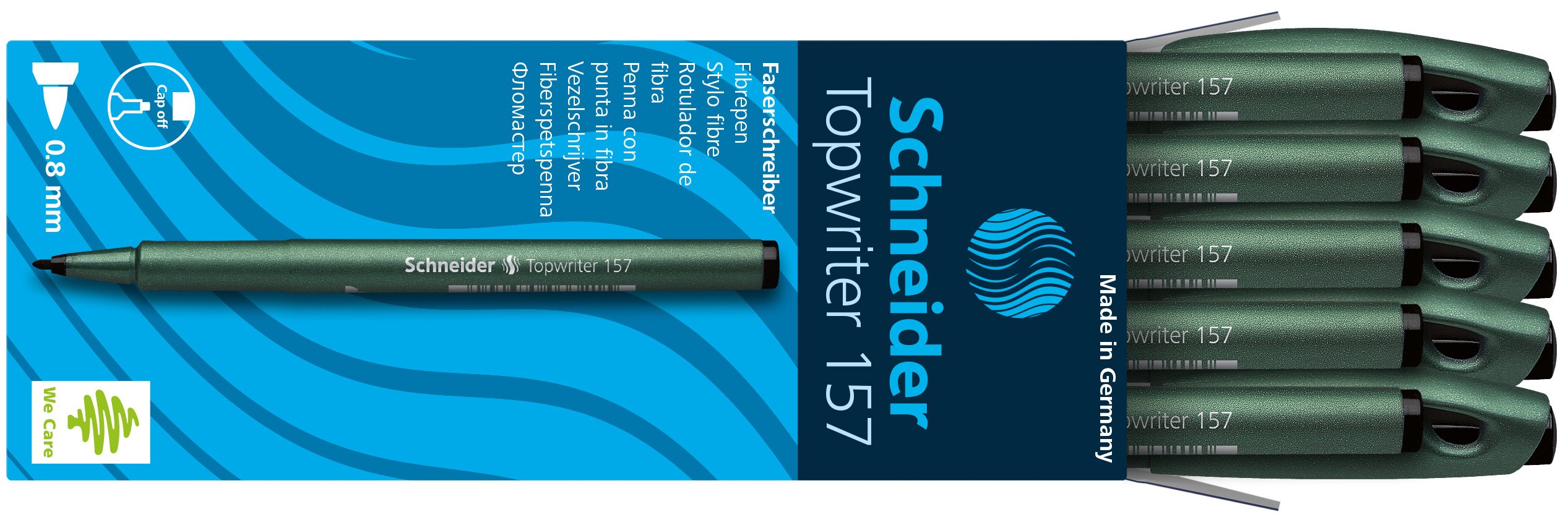 Schneider Topwriter 157 Black Wide Fiber Tip Pen - 0.8mm Round Felt Tip Marker for Writing, Sketching & Bullet Journaling - Premium Quality Office & School Supplies (1-Pack)