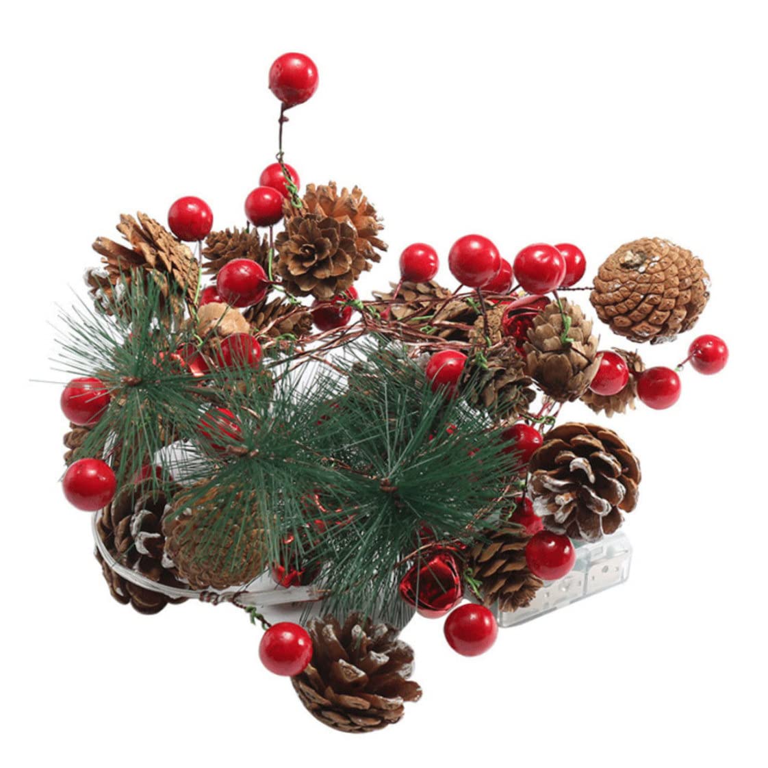 Eioflia LED Christmas Pine Cones String Lights - Battery-Free Artificial Wreath & Garland Decorations for Xmas Tree, Fireplace, Window, and Holiday Home Decor