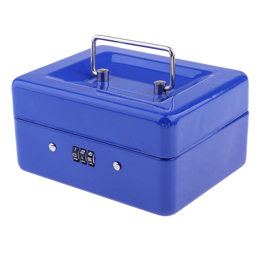 Lockable Cash Box with Key - Secure Money Storage for Jewelry, Coins & Valuables - Ideal for Home, Office & Travel - Blue