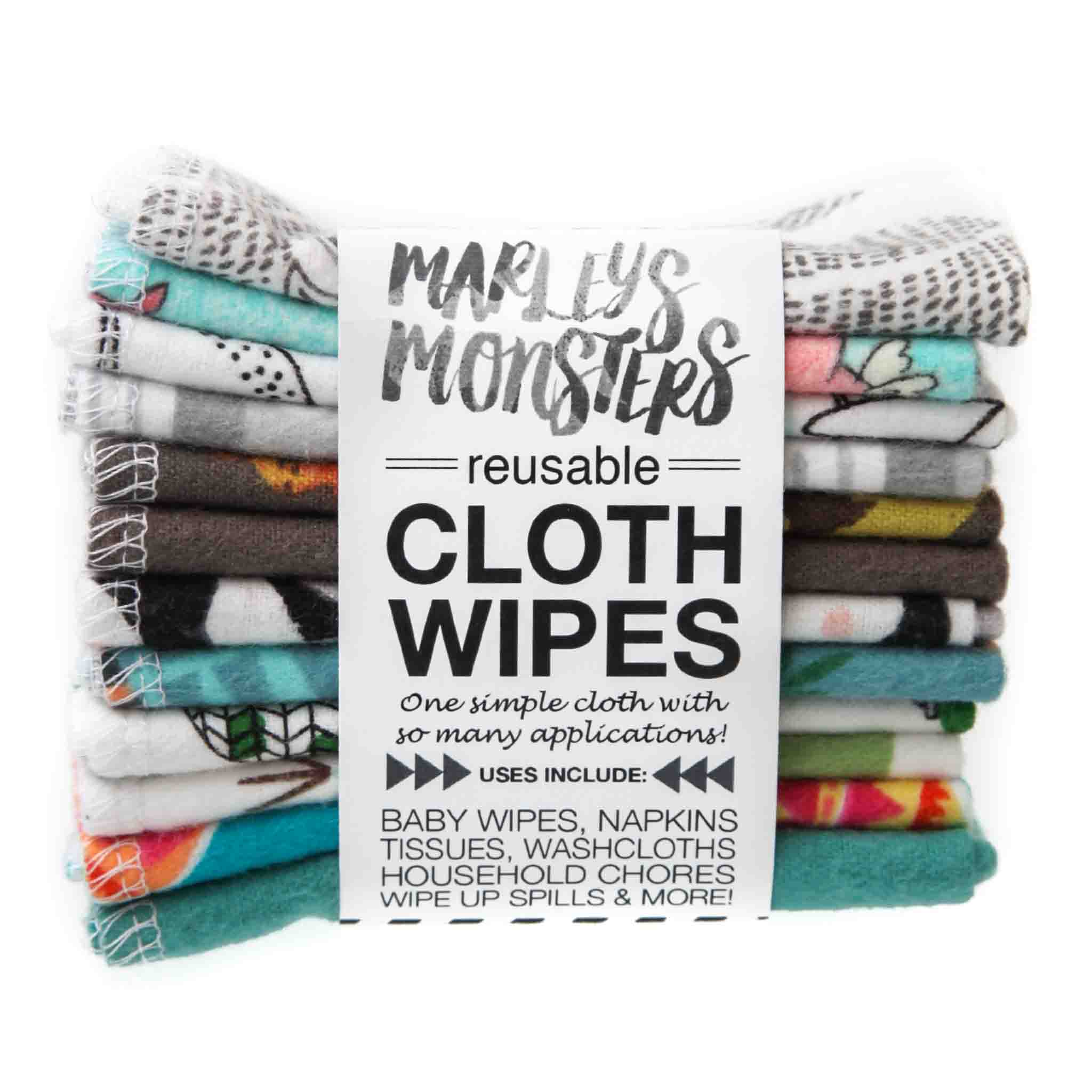 Organic Cotton Reusable Cloth Wipes - Soft & Eco-Friendly Baby Wipes for Diaper Changes, Makeup Removal & Household Cleaning - Hypoallergenic & Washable