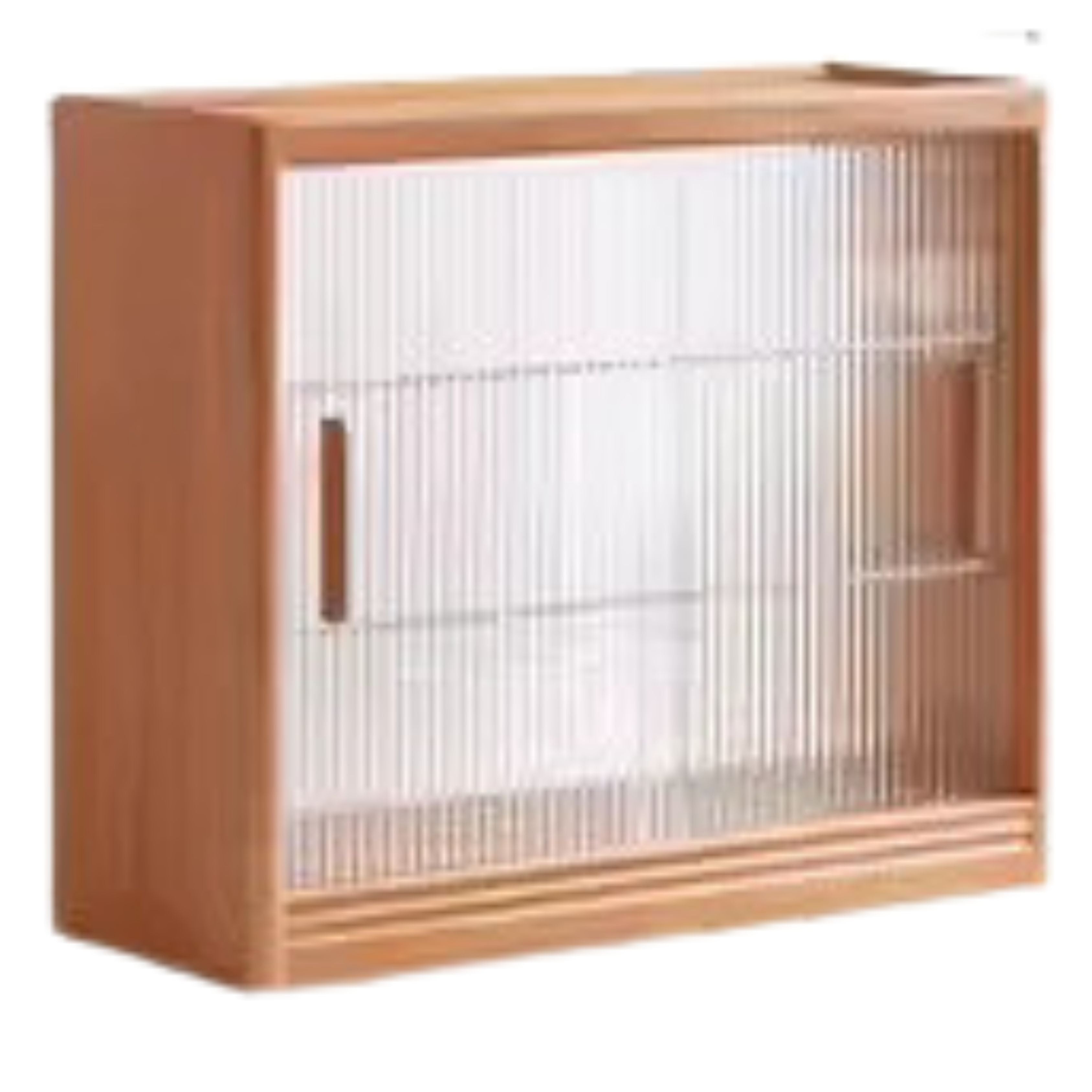 Solid Wood Desktop Locker Storage Cabinet with Glass Sliding Door - Oak, Cherry, Poplar - Perfect for Home Office, Bedroom, and Dorm Organization