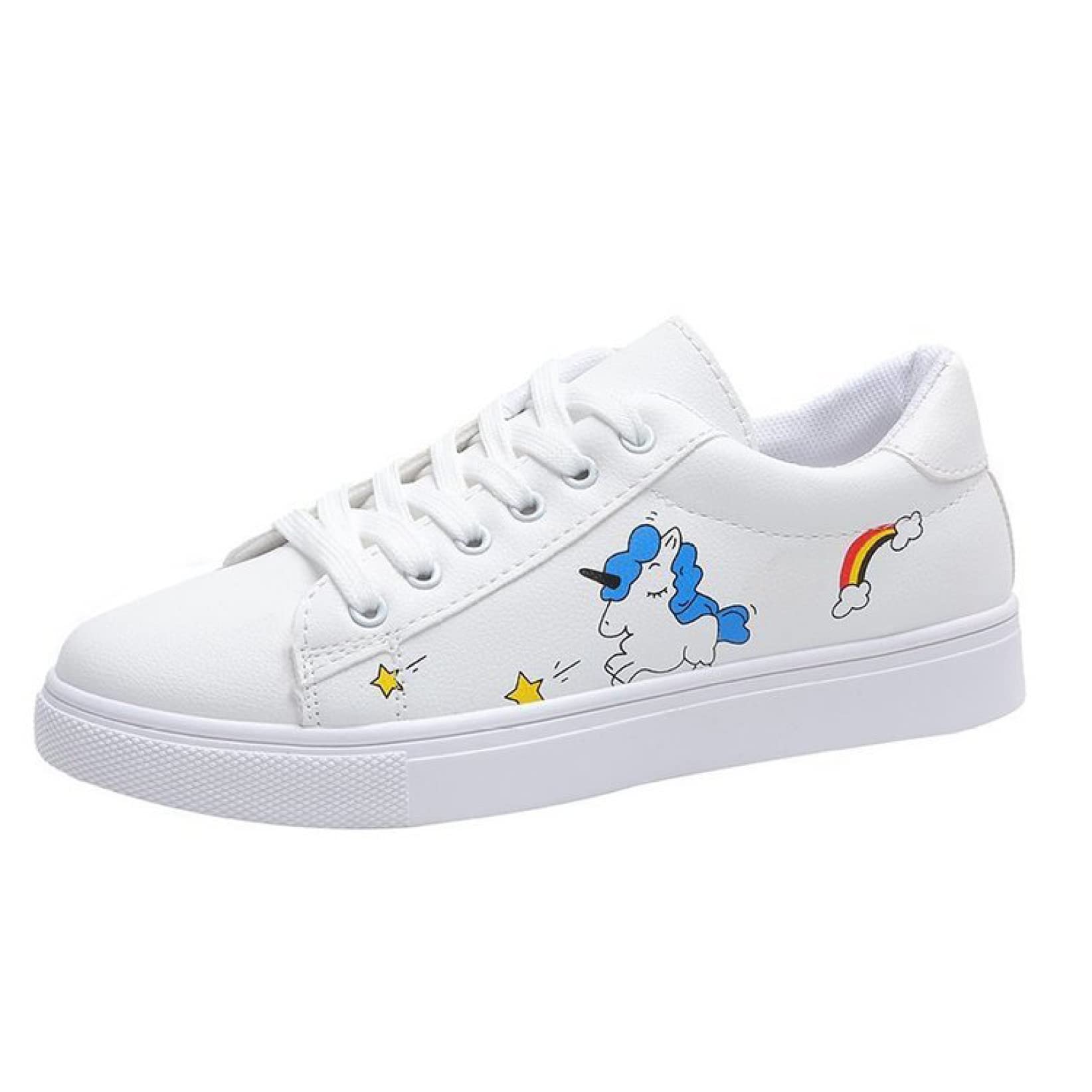 Women's Low-Top Sneakers - Breathable Soft PU Sports Shoes with Anti-Collision Round Toe & Lace-Up Closure for Running, Gym Workouts & Casual Wear (Boys & Girls)