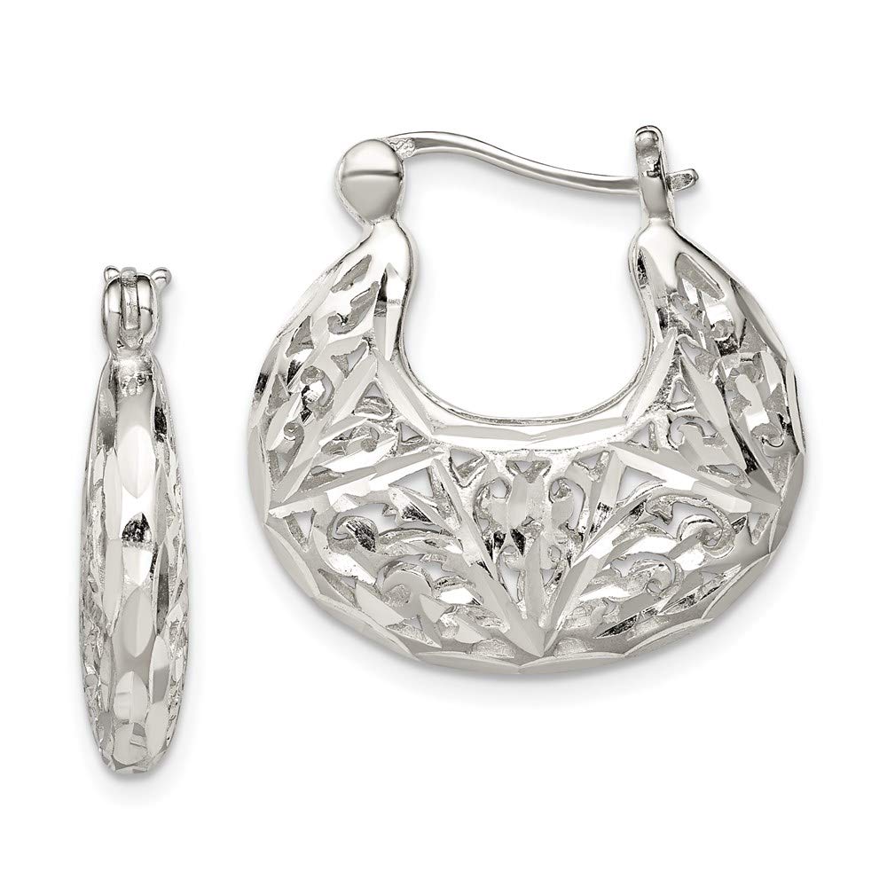 Sterling Silver Filigree Hoop Earrings for Women - Elegant Vintage Style Jewelry Gift for Wedding, Party & Everyday Wear