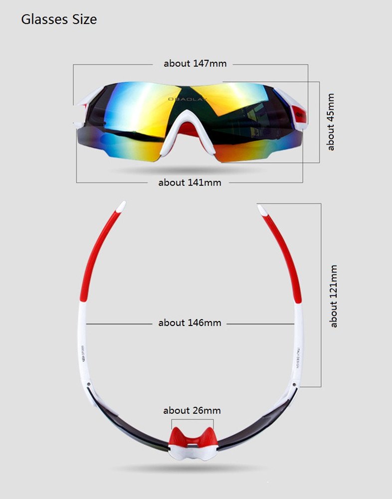 Polarized Sports Cycling Sunglasses for Men - UV Protection Running Bike Goggles for Outdoor Cycling, Running, Hiking & Driving - Lightweight & Anti-Fog