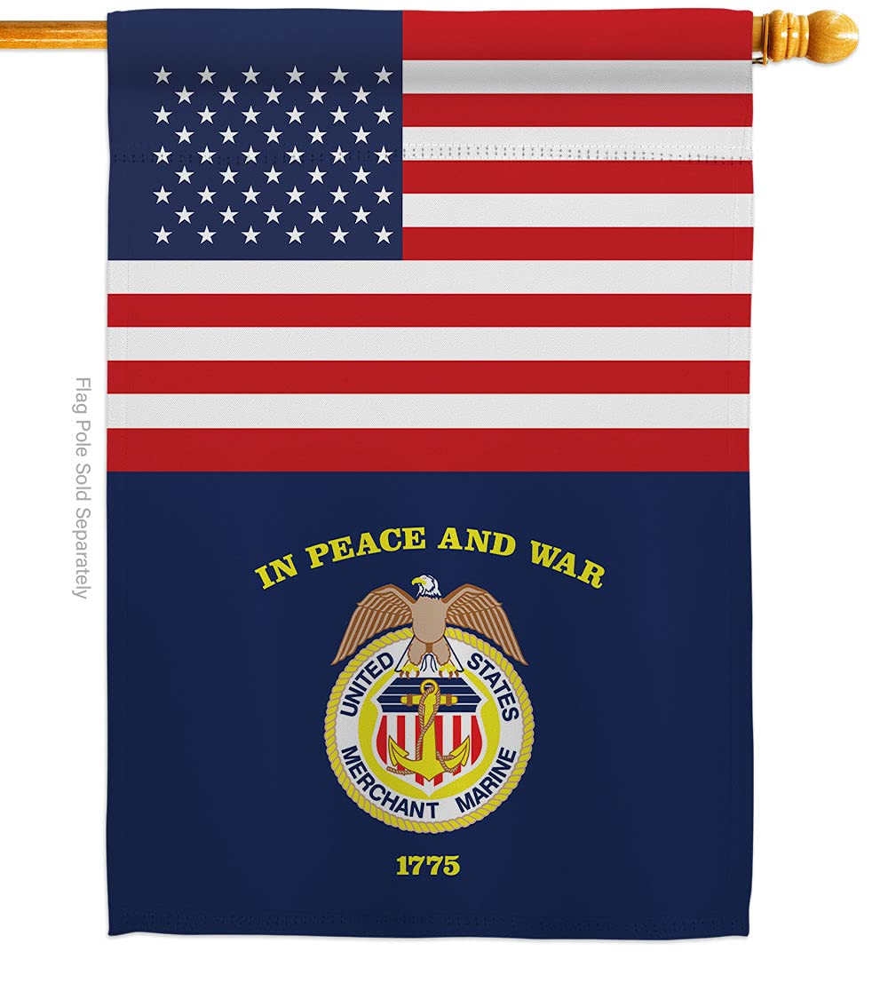 Americana Home & Garden US Merchant Marine House Flag 28x40 Inch - Double-Sided Armed Forces Corps Decorative Vertical Banner for Yard, Garden & Patriotic Display | Perfect for Military Appreciation, Veterans Day & Outdoor Decor
