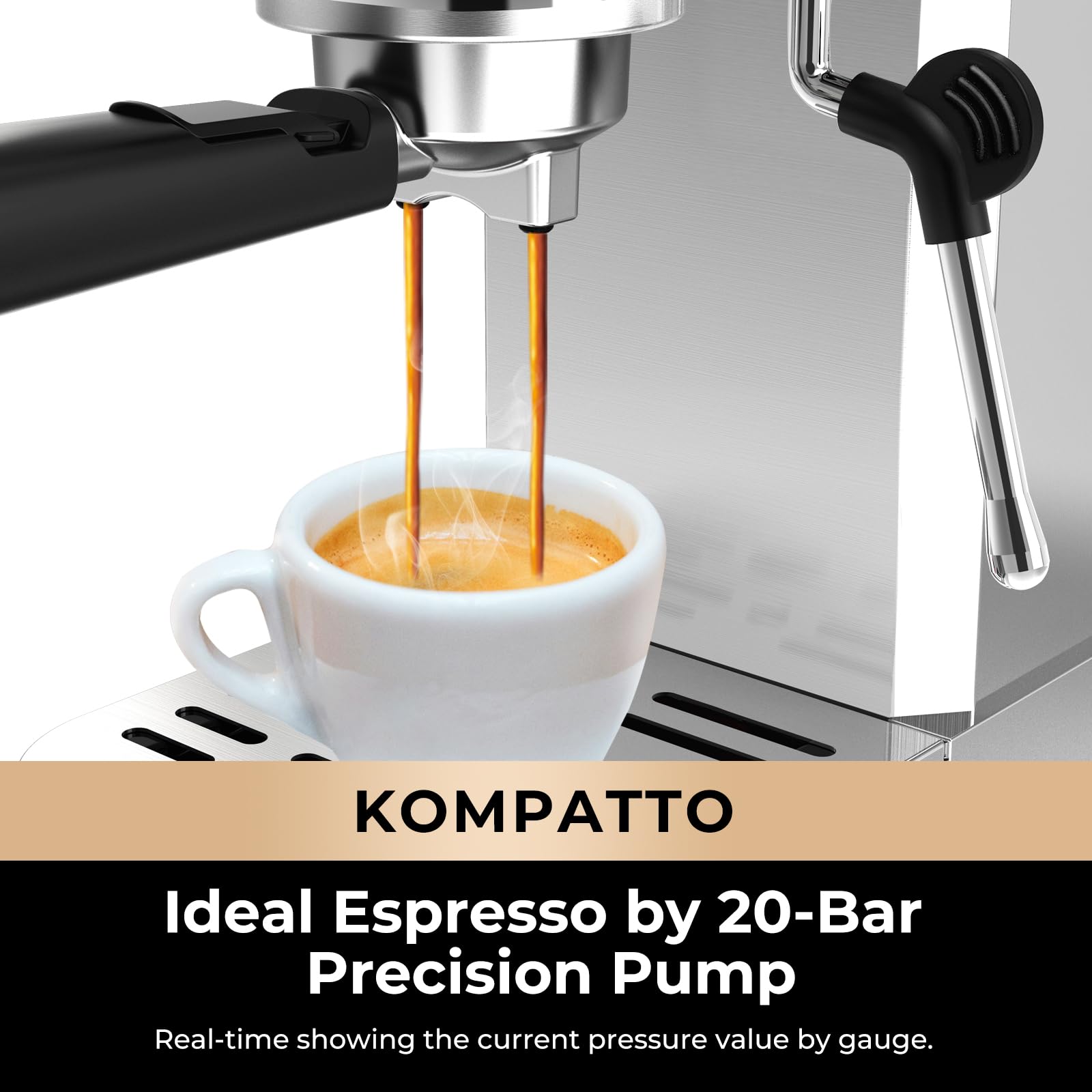 CHULUX 20 Bar Professional Slim Espresso Coffee Machine with Milk Frother - Semi Automatic Italian Pump Espresso Maker for Home, Cappuccino & Latte - Perfect for Small Kitchens & Office Coffee Breaks