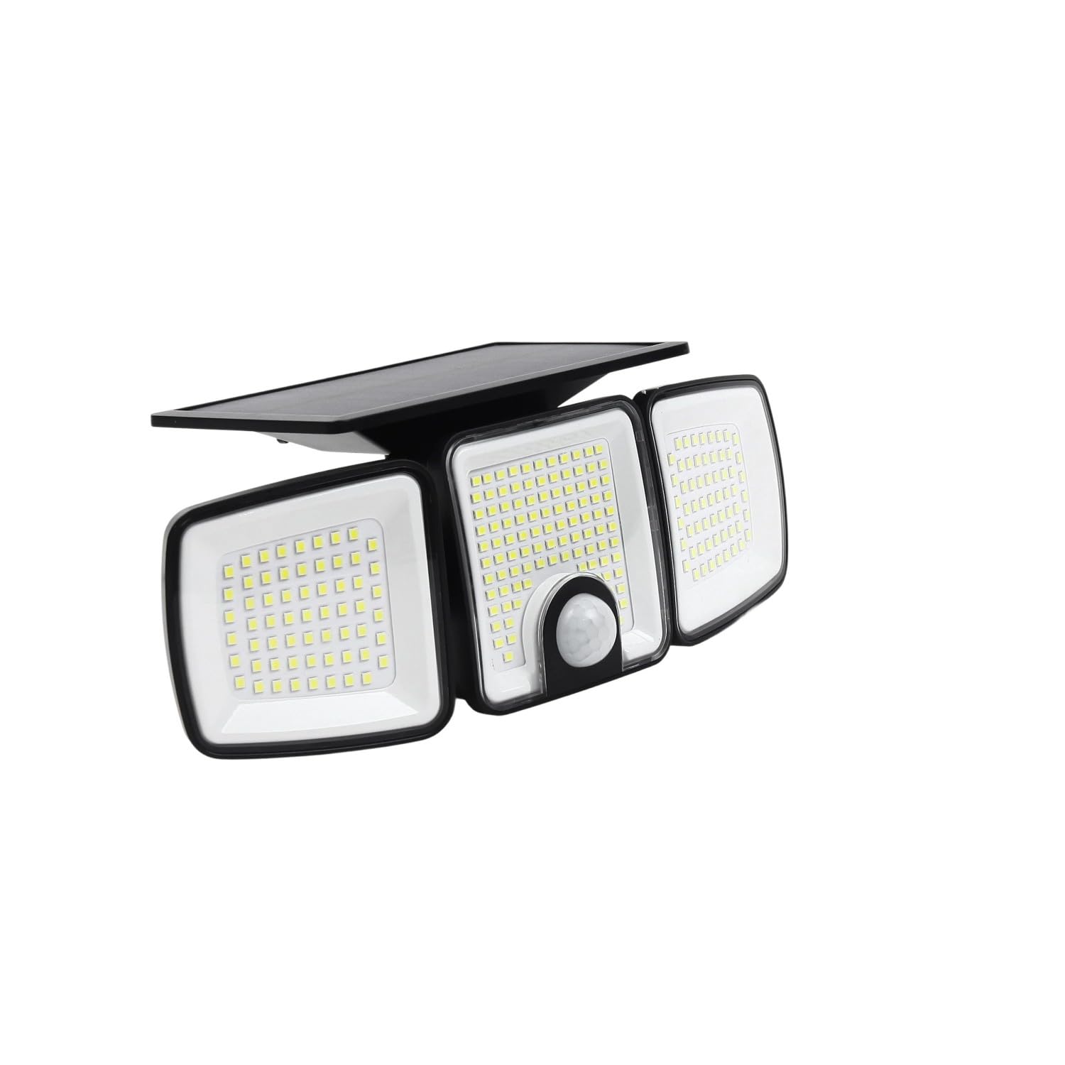 Solar Powered Outdoor Lights with Motion Sensor - 3 Heads, 760LM Brightness, 223 LEDs, IP65 Waterproof, 270° Wide Angle Flood Wall Lights (3 Lighting Modes, Black) - Perfect for Backyard, Garden, Pathway, and Patio Security Lighting