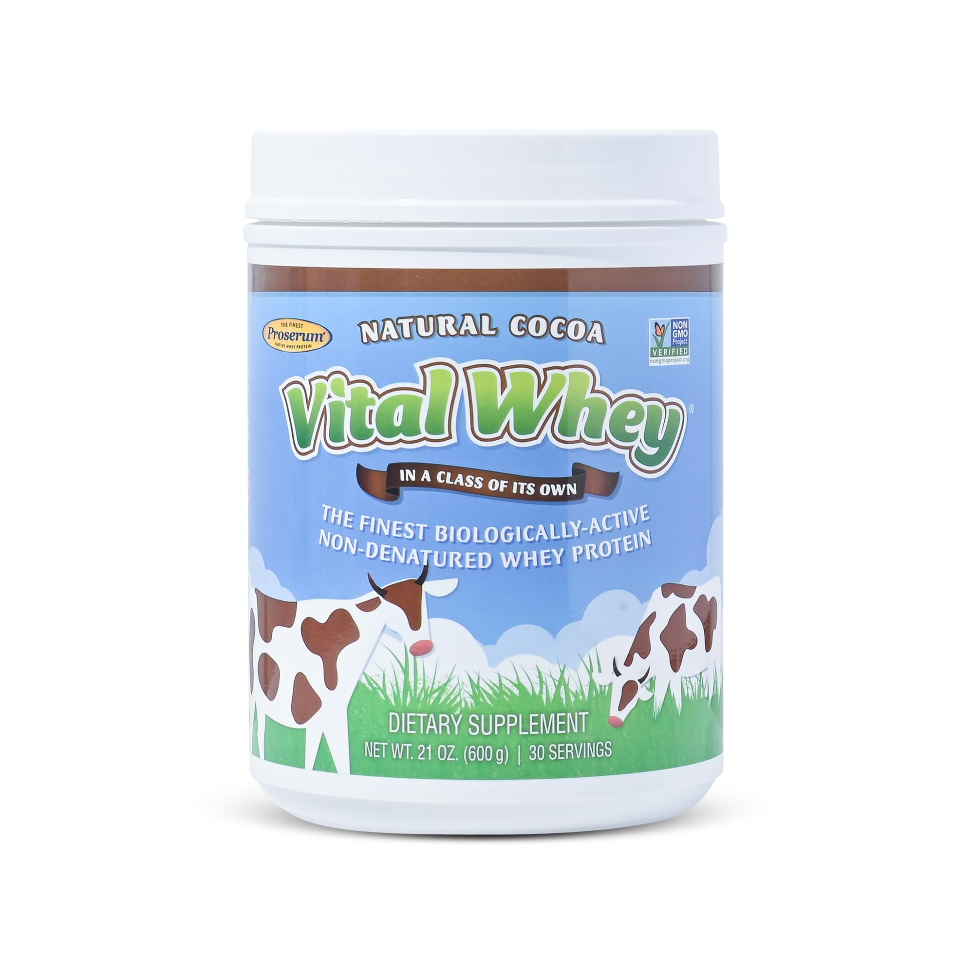 Grass-Fed Whey Protein Powder - Natural Cocoa Flavor 600g (30 Servings) | 15g Protein Per Serving | Immune Support & Muscle Recovery | Clean Holistic Nutrition for Athletes & Fitness Enthusiasts | Post-Workout & Healthy Lifestyle Supplement