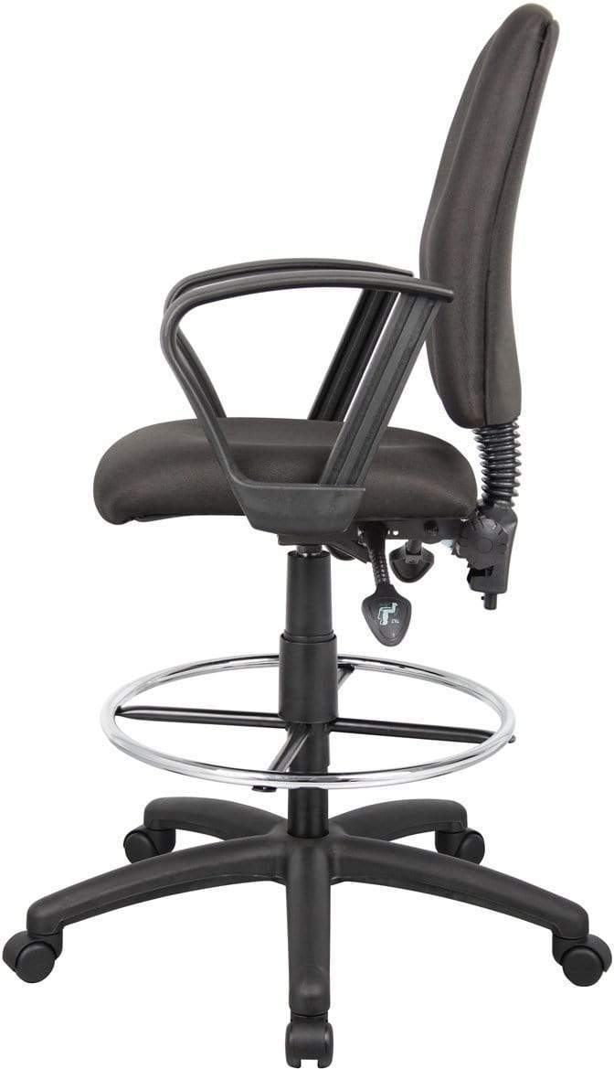Boss Multi-Function Fabric Drafting Stool [B1635 BK] - Adjustable Height Office Chair for Artists, Designers & Tattoo Studios - Ergonomic Stool for Drawing, Sewing & Crafting Workstations