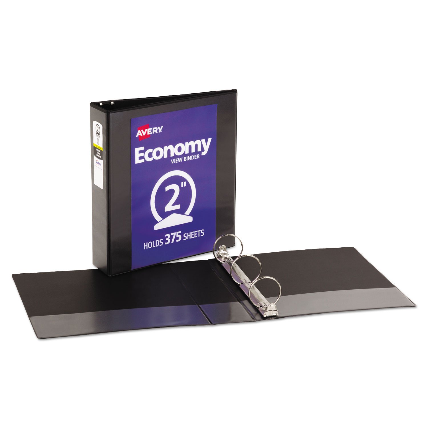 Avery Economy View Binder with 2-Inch Round Ring 5730 - Black | Durable 3-Ring Binder for School, Office & Home Organization