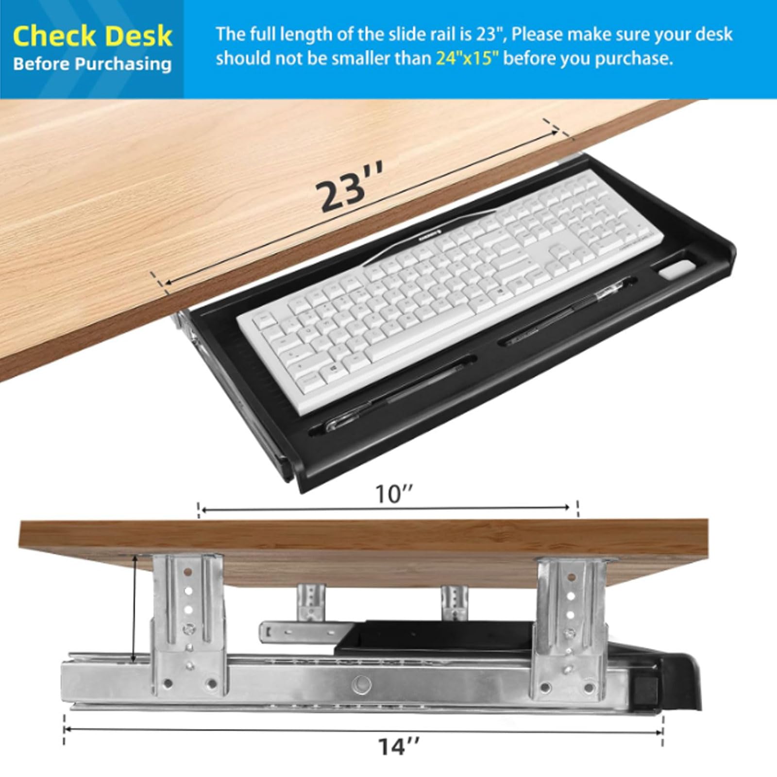 TOOCUST Under Desk Keyboard Tray - 20