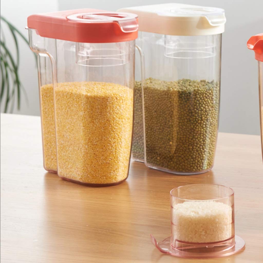 Airtight Food Storage Containers Set - 3 Medium Clear Plastic Kitchen Jars with Lids for Pantry Organization | Perfect for Dry Food, Snacks, Flour & Spices | BPA-Free, Stackable & Leak-Proof (Red)