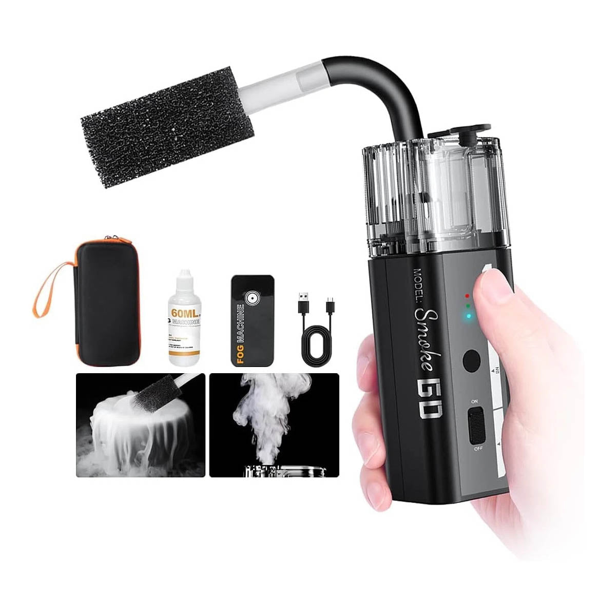 Smoke Go Portable Handheld Fog Machine - Compact & Lightweight for Halloween Parties, Concerts, DJ Events & Stage Performances