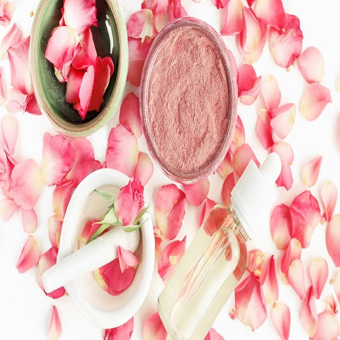 **Organic Multani Mitti Clay Powder, Rose Petal Powder, Licorice Root Powder & Sandalwood Powder (50g Each) – Natural Skincare for Glowing Face, Acne Treatment & DIY Beauty Masks**