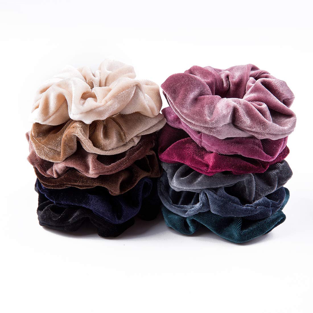 ALIBA COLLECTION 12 Pcs Velvet Scrunchies Hair Ties - Soft Elastic Flannel Hair Bands for Women, Gentle No-Slip Hair Accessories (Perfect for Workouts, Office, and Everyday Styling)