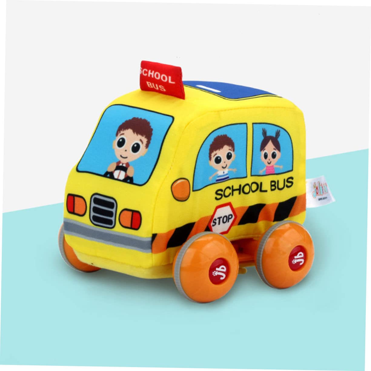 Vaguelly 4-Piece Fabric Pull-Along Cartoon Vehicle Toy Set for Toddlers - Early Learning Car Toys with Fraction Design - Perfect for Playtime, Cognitive Development & Road Trip Entertainment